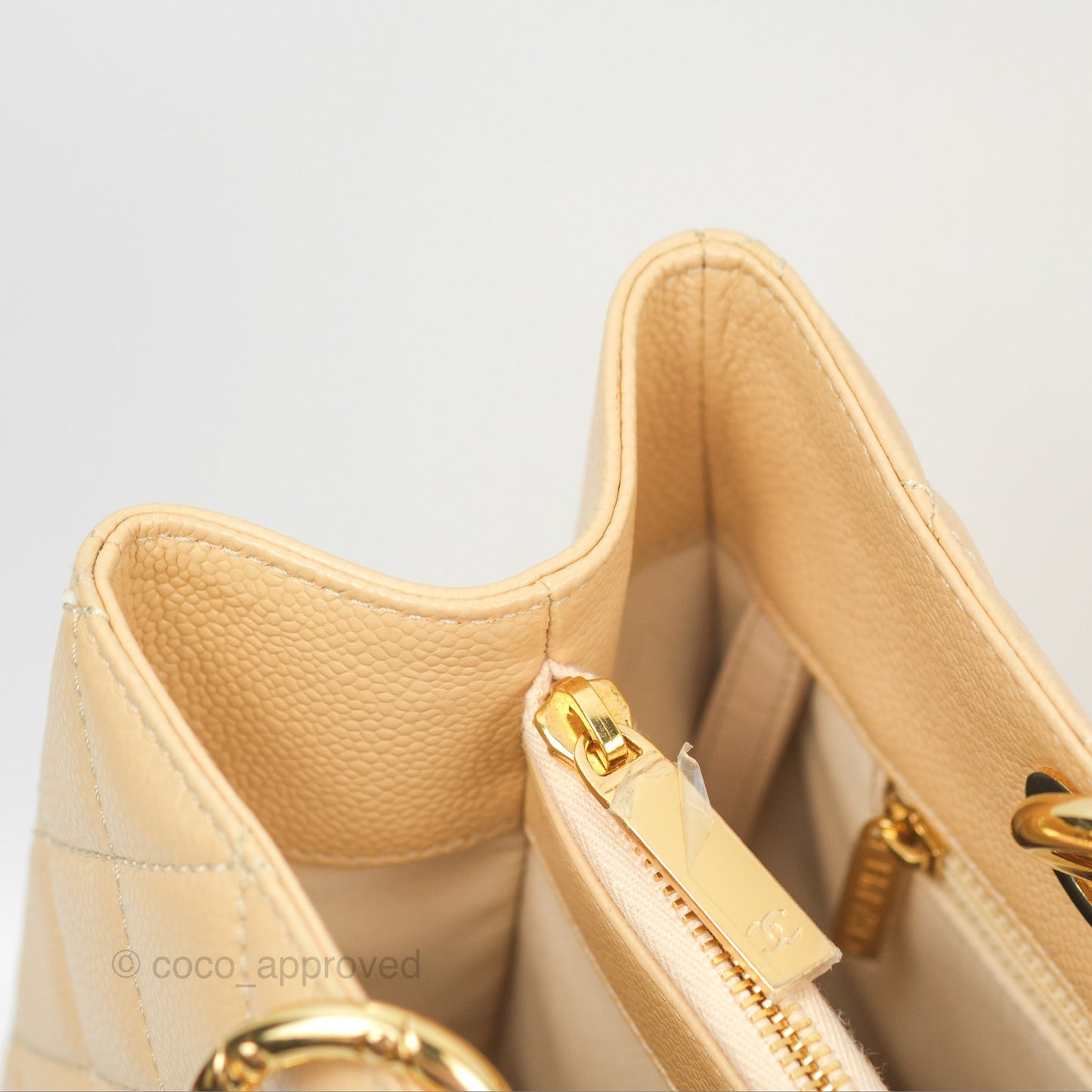Chanel GST Beige Caviar Gold Hardware