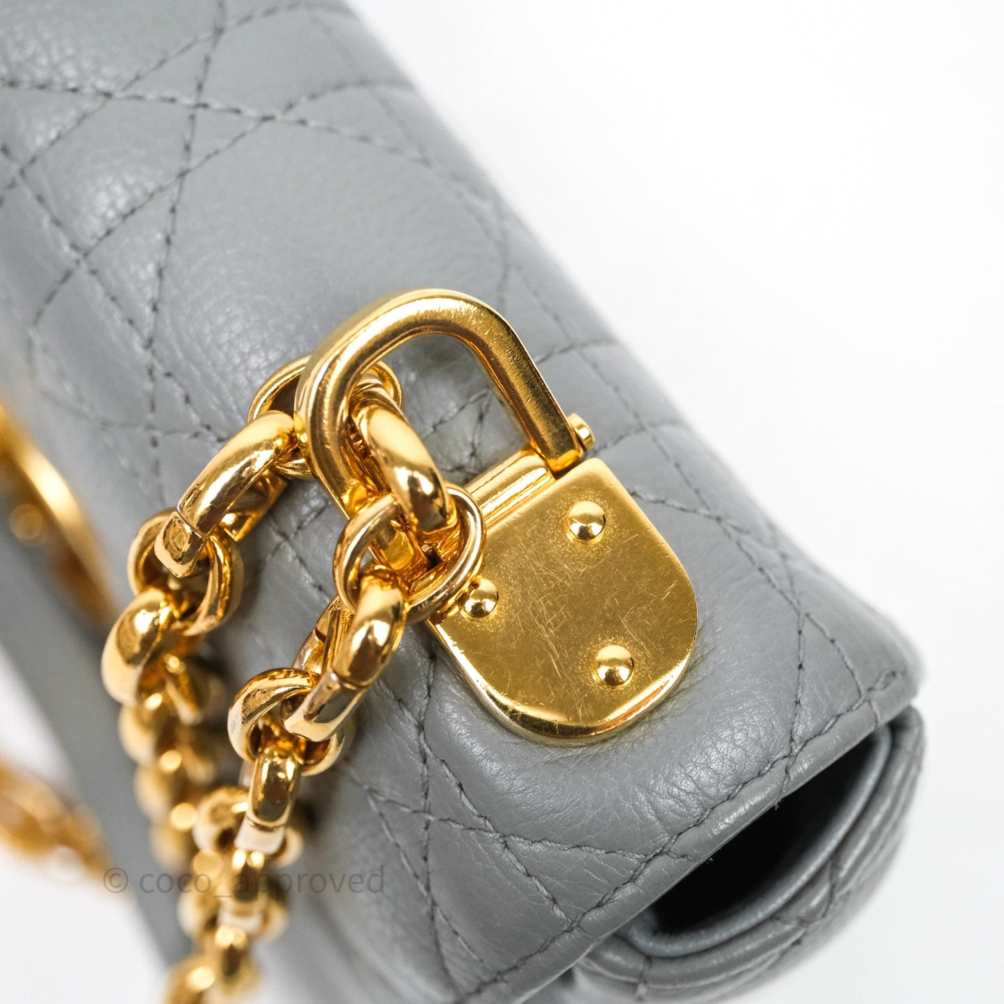 Christian Dior Small Caro Bag Stone Gray Supple Cannage Calfskin