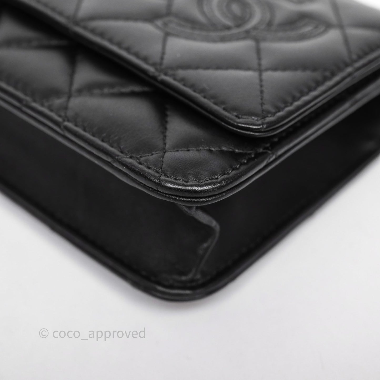 Chanel Cambon Line Wallet On Chain Black Lambskin Bag Silver Hardware