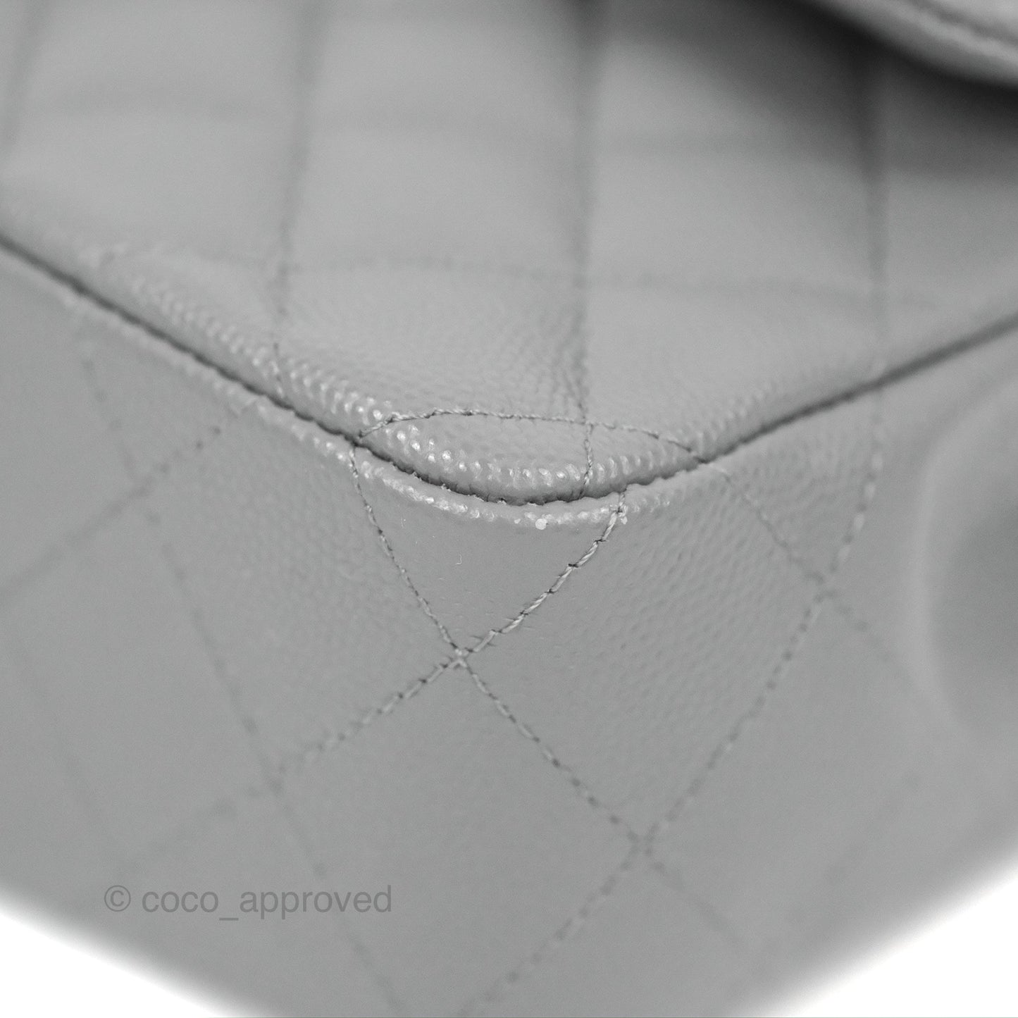 Chanel Small Classic Quilted Flap Grey Caviar Gold Hardware 20C