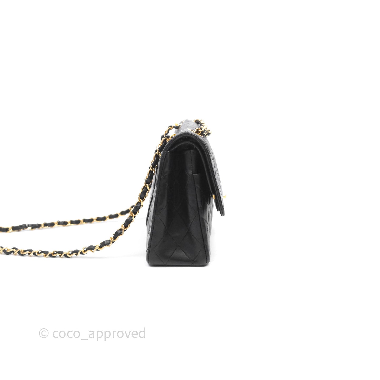 Chanel Classic Vintage Double Flap M/L Black Lambskin Gold Hardware