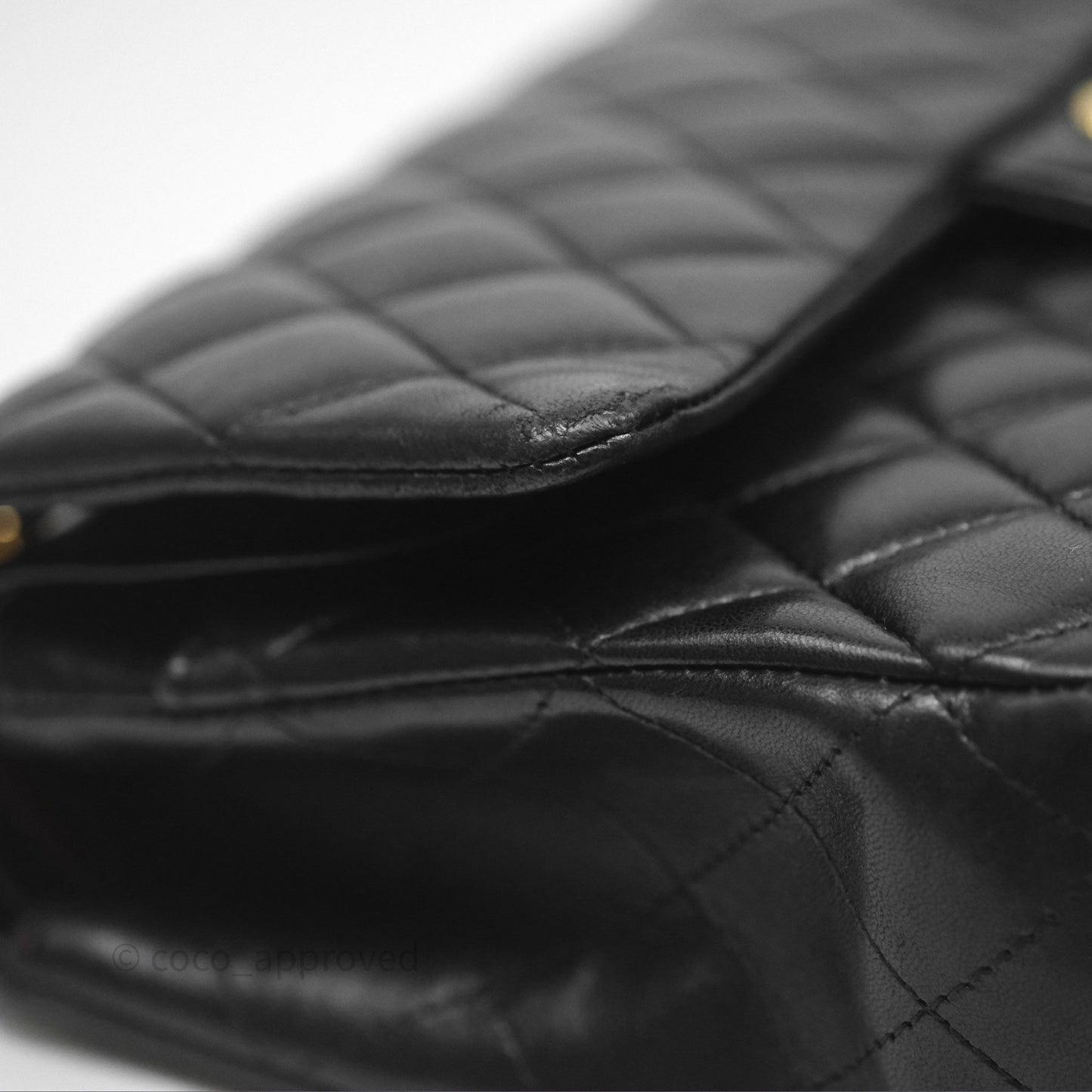 Chanel Classic M/L Medium Flap Quilted Black Lambskin Gold Hardware