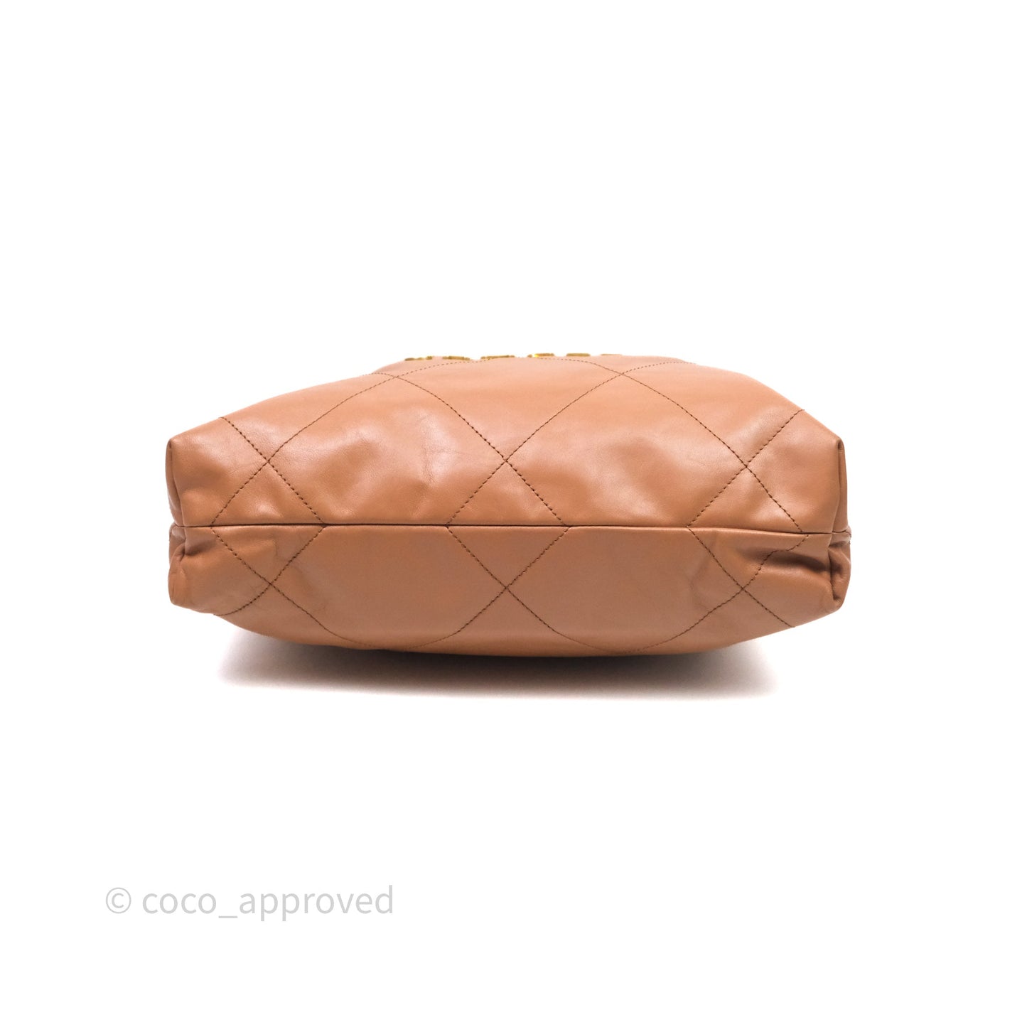 Chanel 22 Small Caramel Beige Shiny Calfskin Aged Gold Hardware