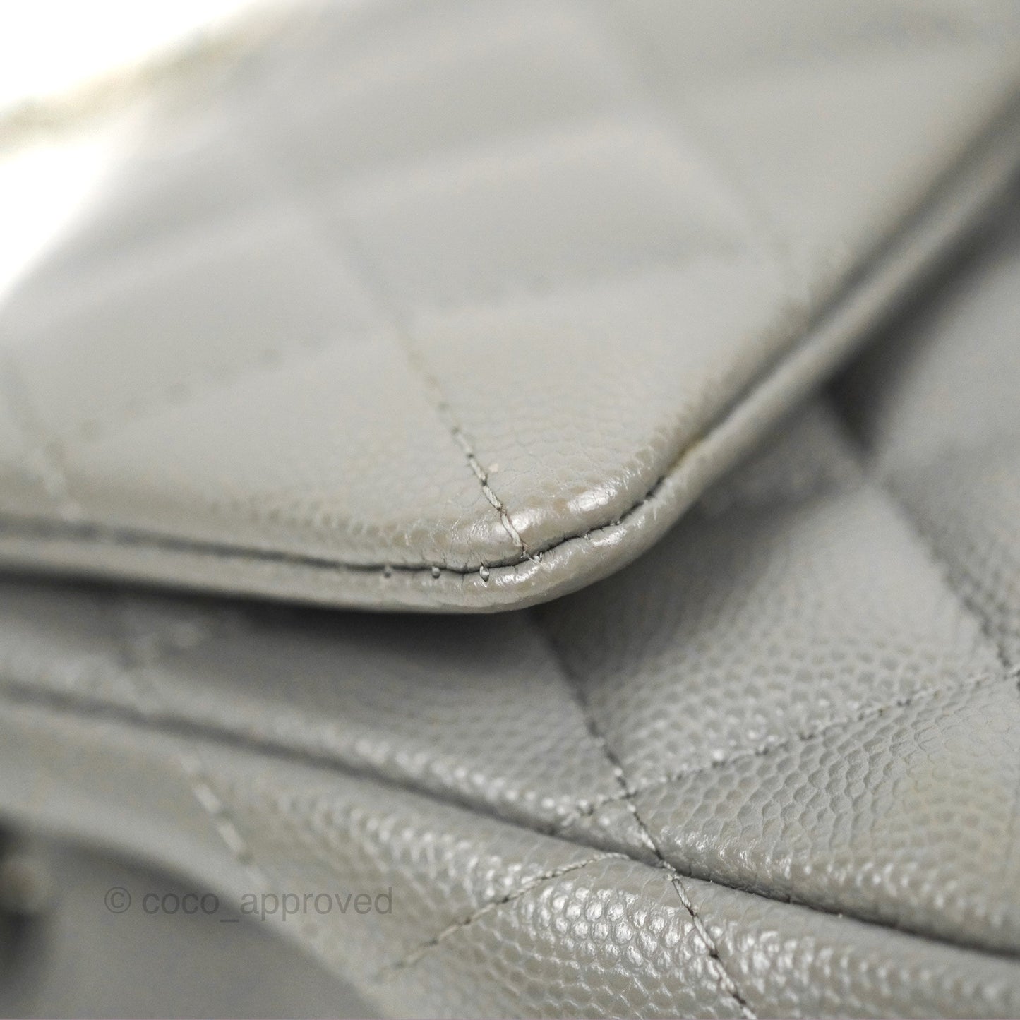 Chanel Quilted Mini Rectangular Flap Grey Caviar Silver Hardware 17B