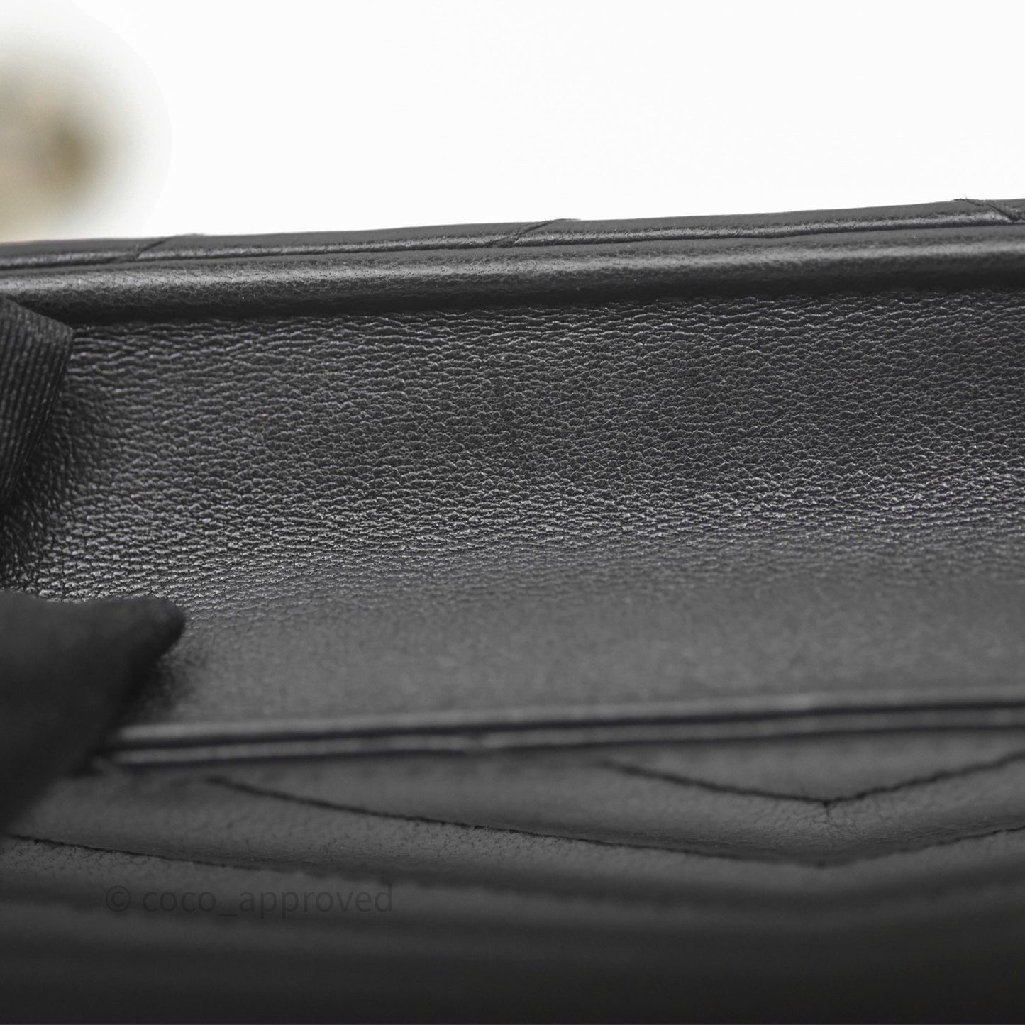 Chanel Reversed Chevron Wallet On Chain WOC Black Lambskin Aged Gold Hardware