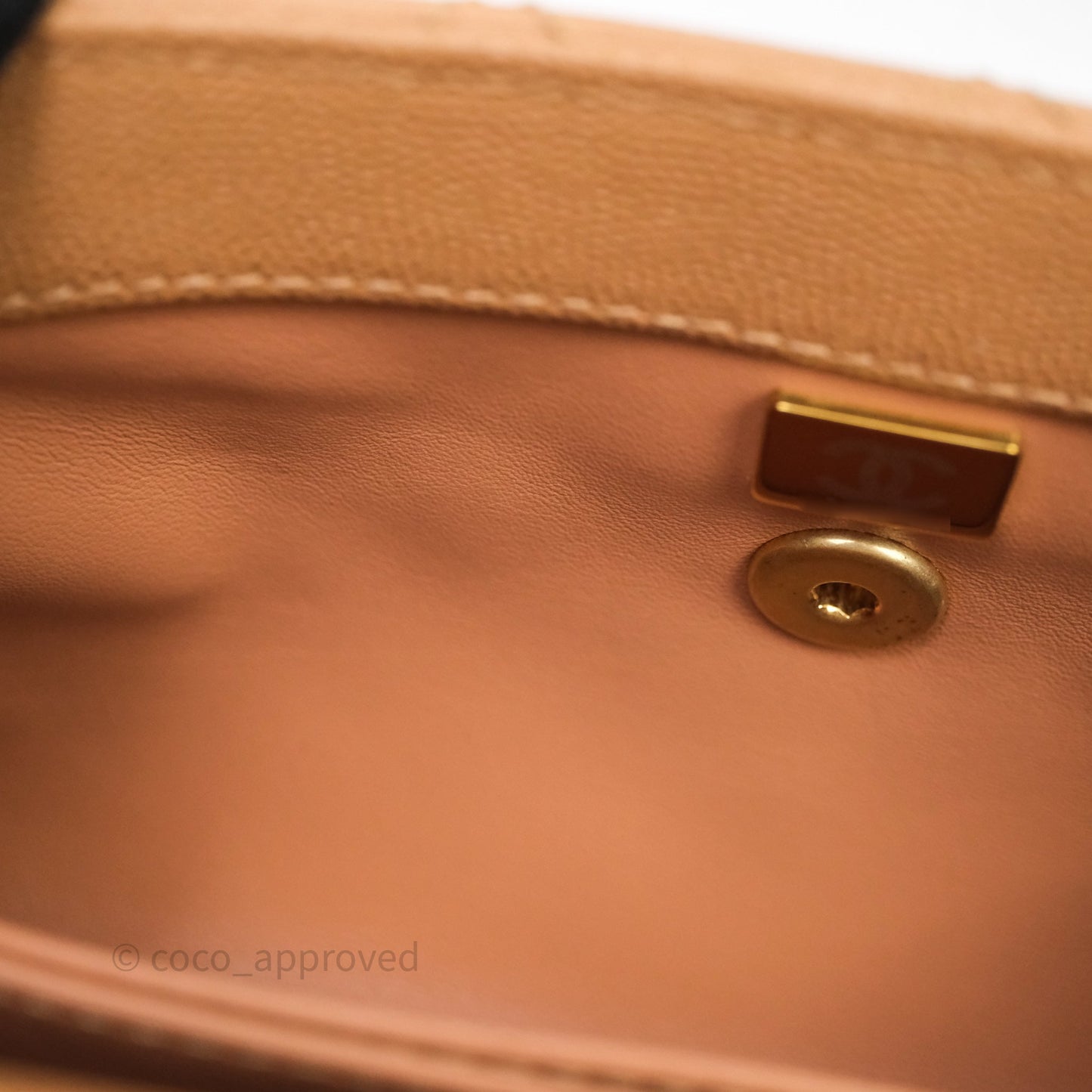 Chanel Small Coco Handle with Chain Handle Beige Caviar Aged Gold Hardware 23P