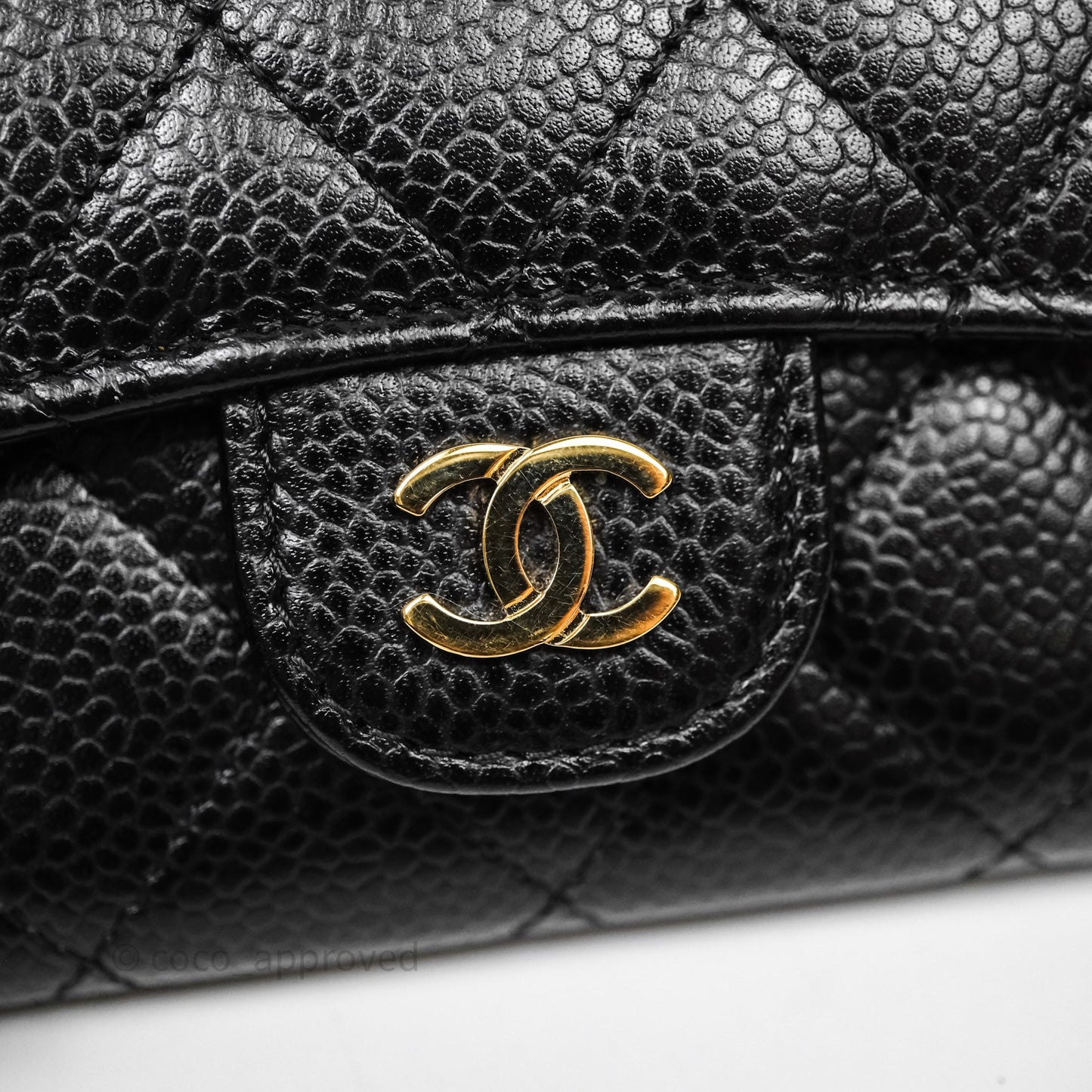 Chanel Classic Quilted Flap Card Holder Black Caviar Gold Hardware