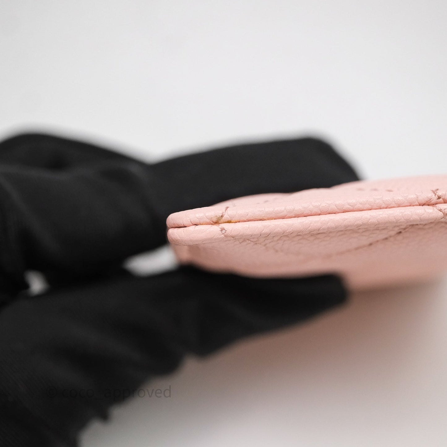 Chanel Quilted Card Holder Caviar Pink Gold Hardware