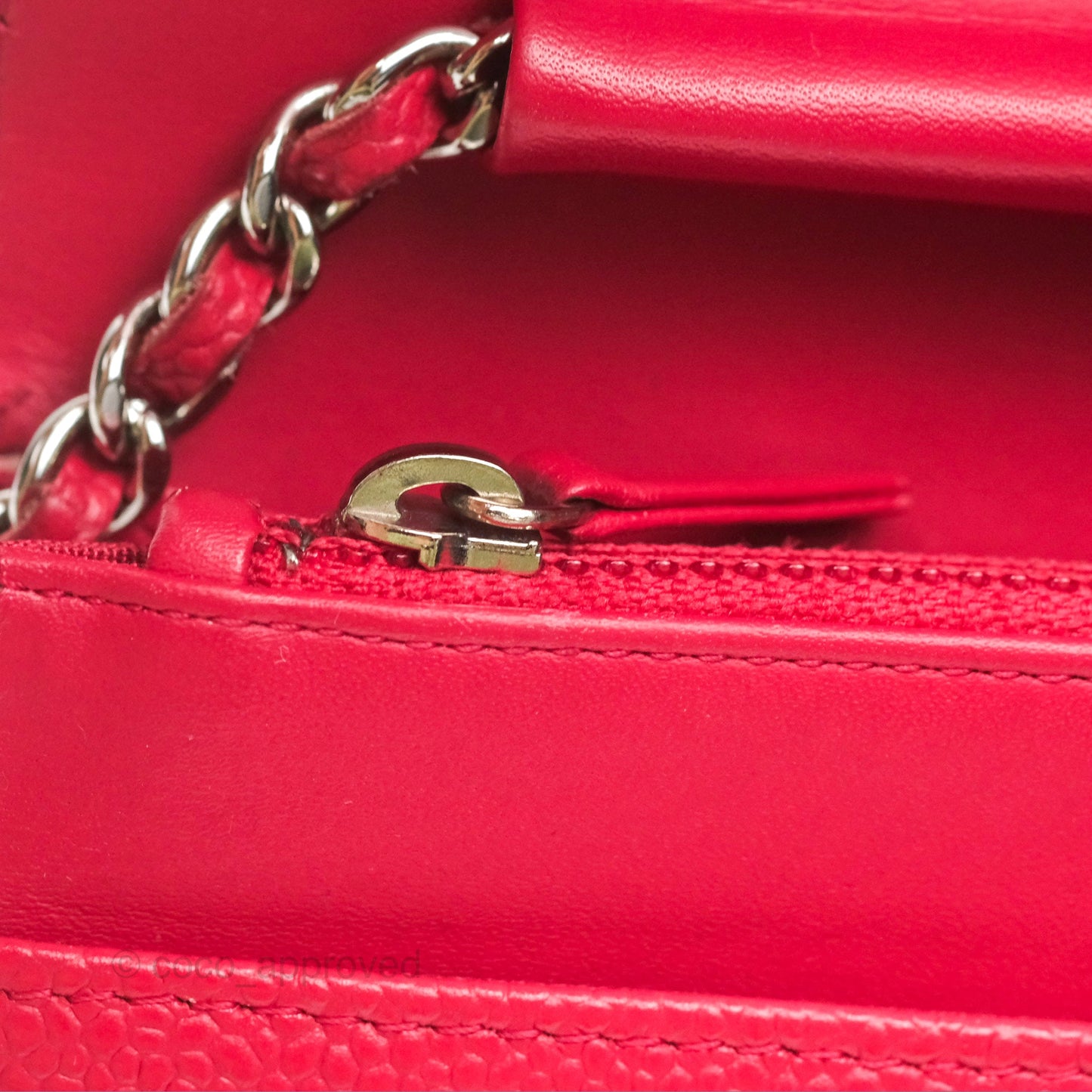 Chanel CC Wallet On Chain WOC Dark Pink Caviar Silver Hardware