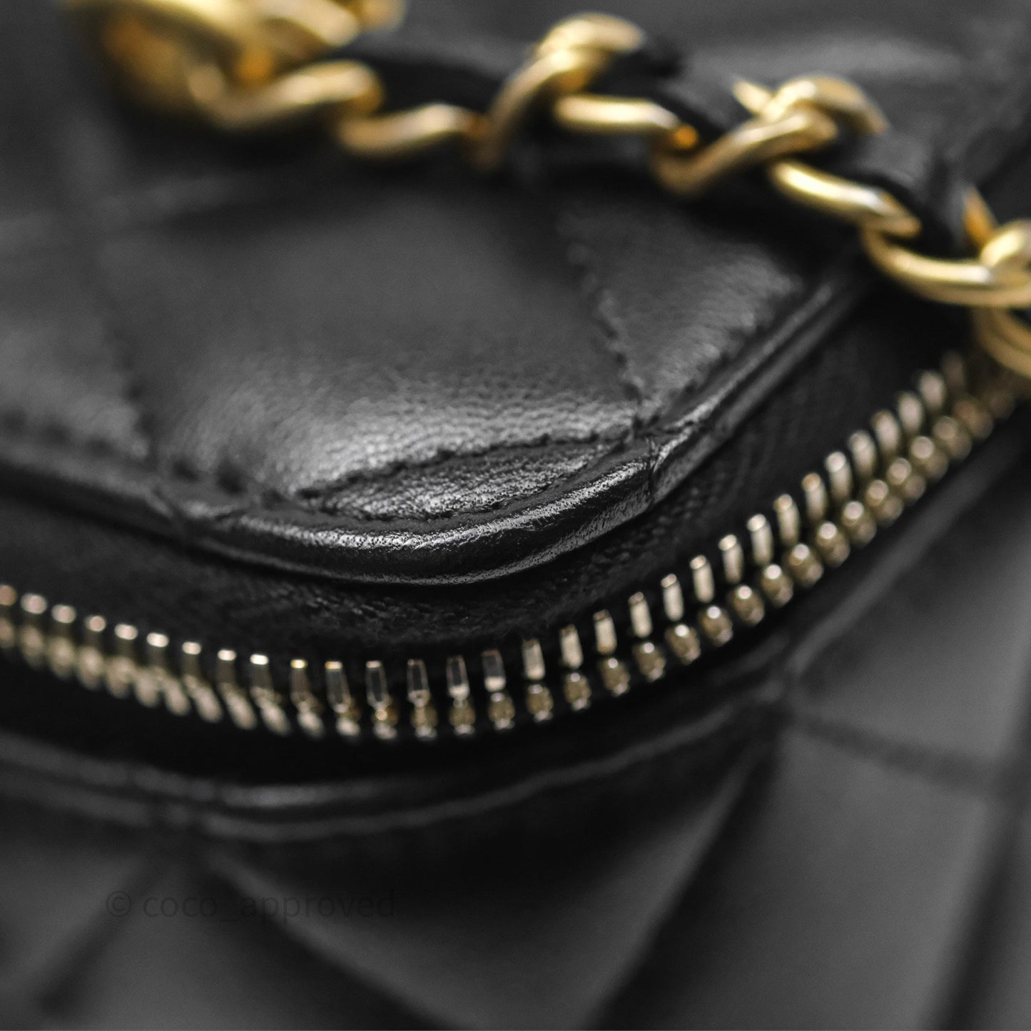 Chanel Vanity Rectangular Top Handle Black Lambskin Aged Gold Hardware
