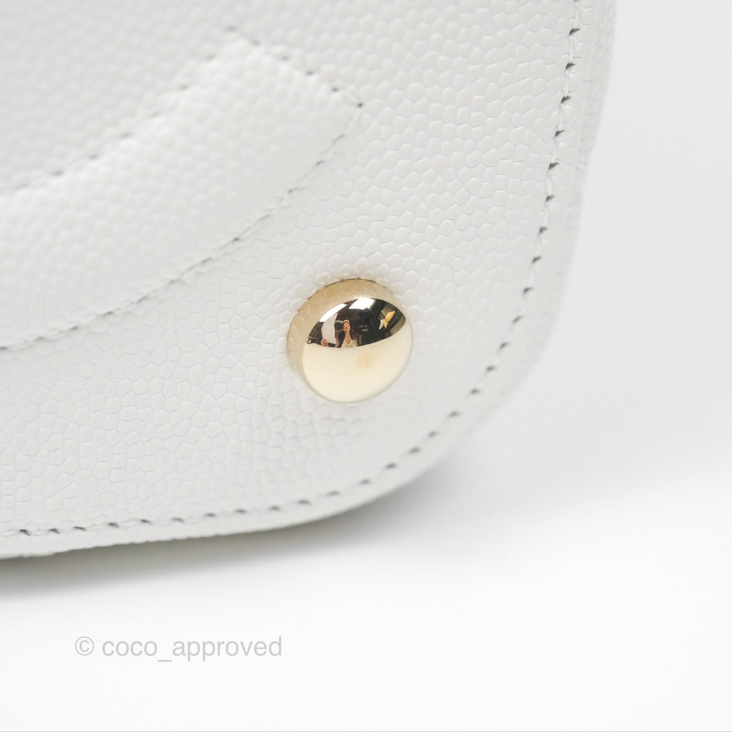 Chanel Quilted Top Handle Vanity Case White Caviar Gold Hardware