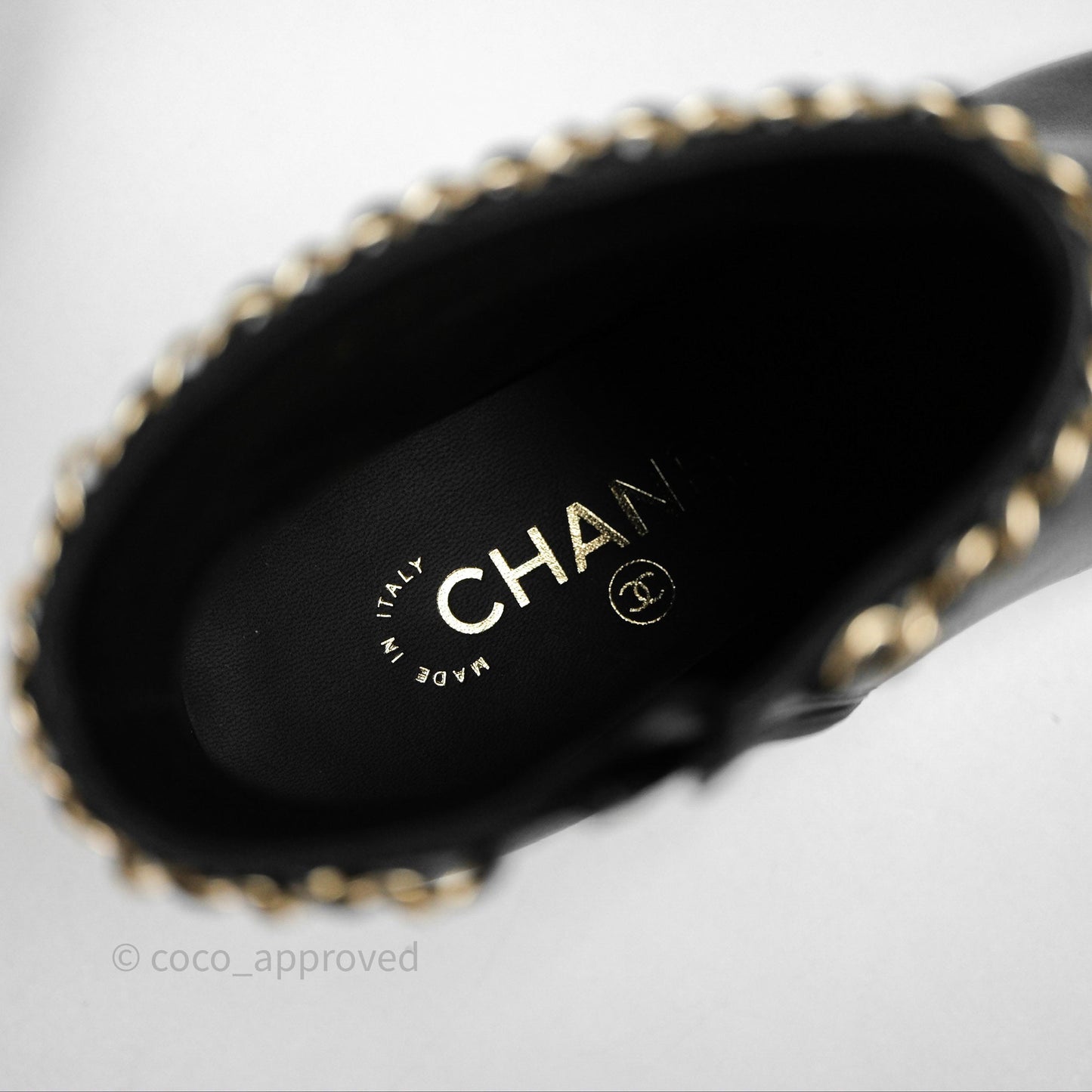 Chanel Cap Toe Chain Ankle Boots Lambskin Size 36.5