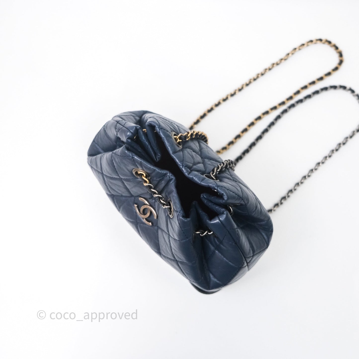 Chanel Gabrielle Backpack Blue Aged Calfskin Small