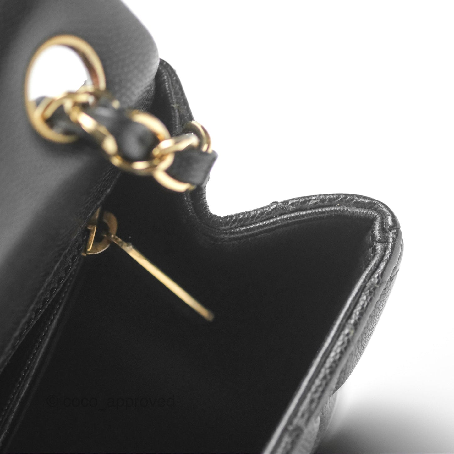 Chanel Mini Square Flap Quilted Black Caviar Gold Hardware
