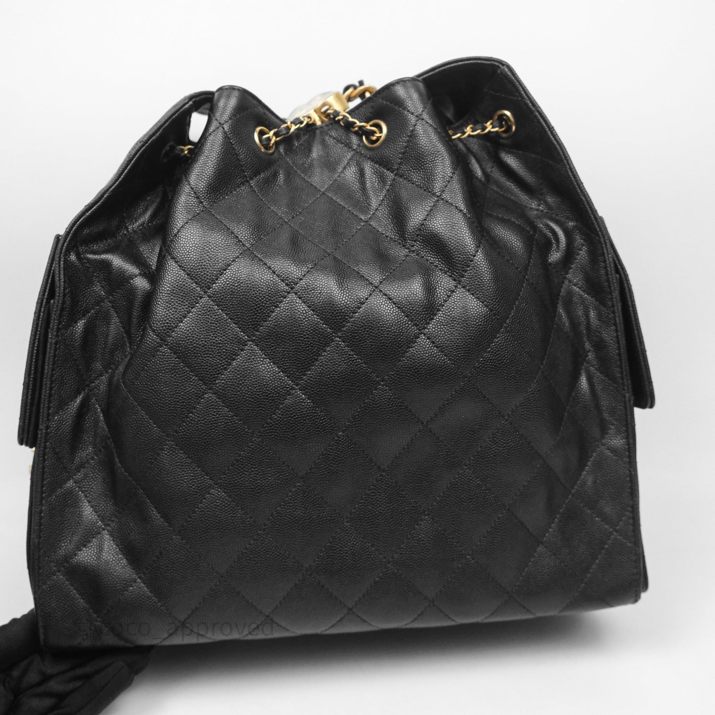 Chanel 25 Medium Black Caviar Aged Gold Hardware