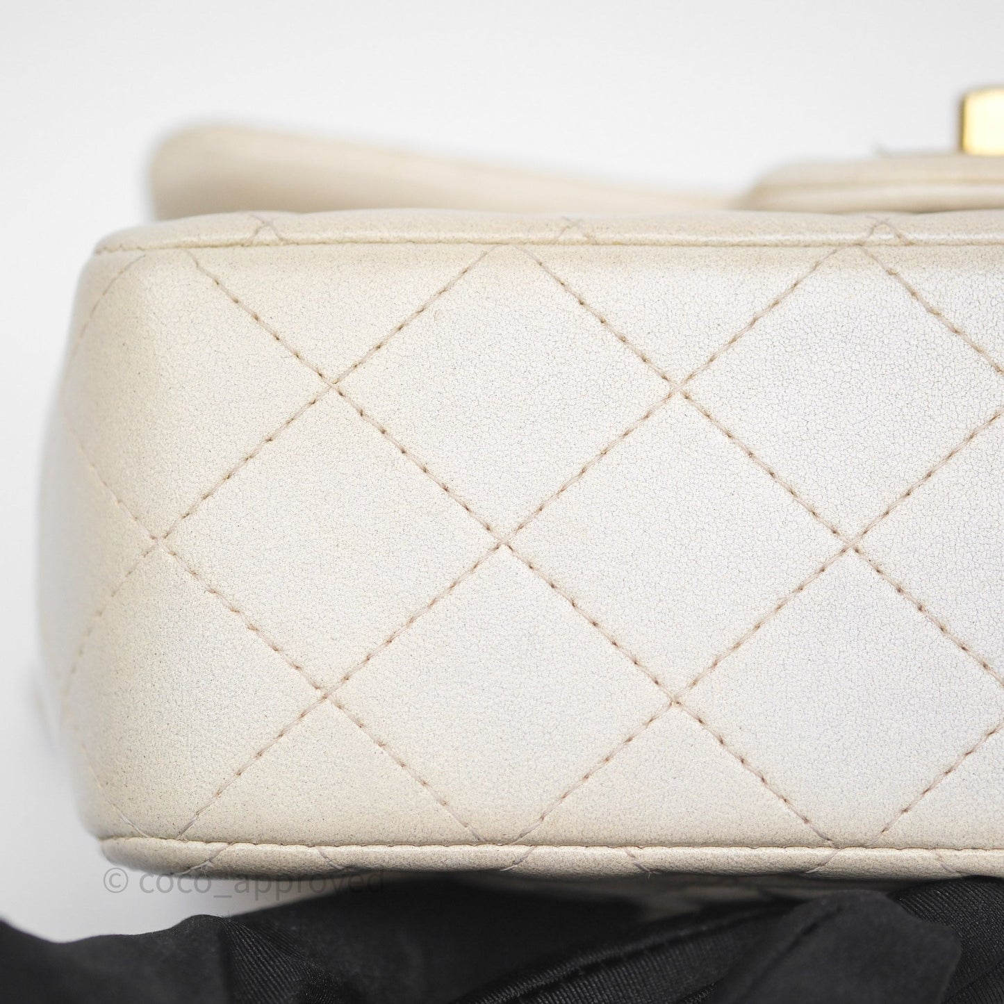 Chanel Top Handle Mini Rectangular Flap Pearly Beige Oat Lambskin Aged Gold Hardware