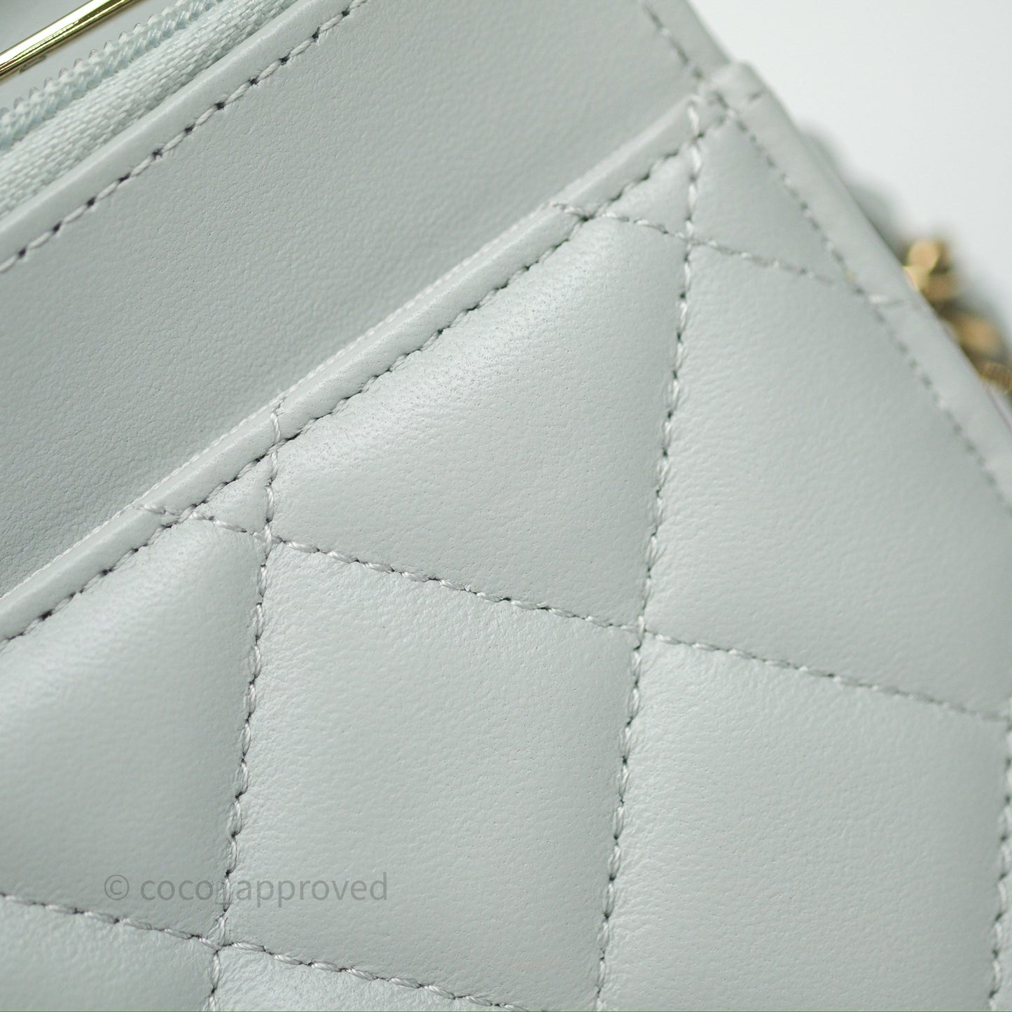 Chanel Classic Quilted Wallet on Chain WOC Grey Lambskin Gold Hardware