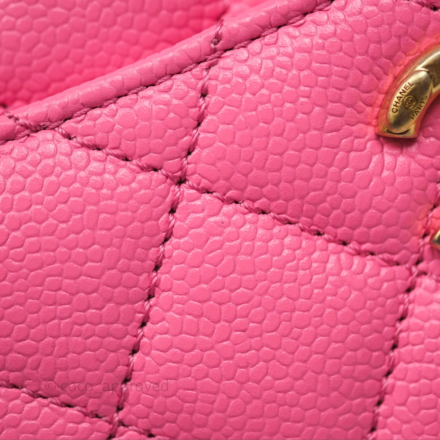 Chanel Quilted Pick Me Up Small Vanity Case Hot Pink Caviar Aged Gold Hardware