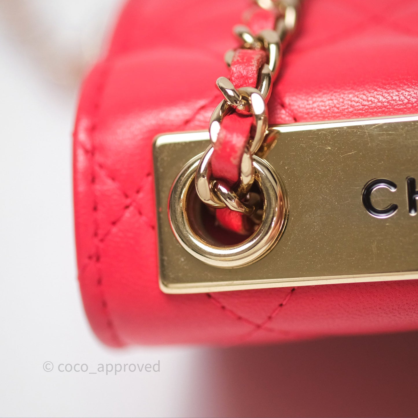 Chanel Mini Quilted Trendy CC Clutch With Chain Red Lambskin Gold Hardware
