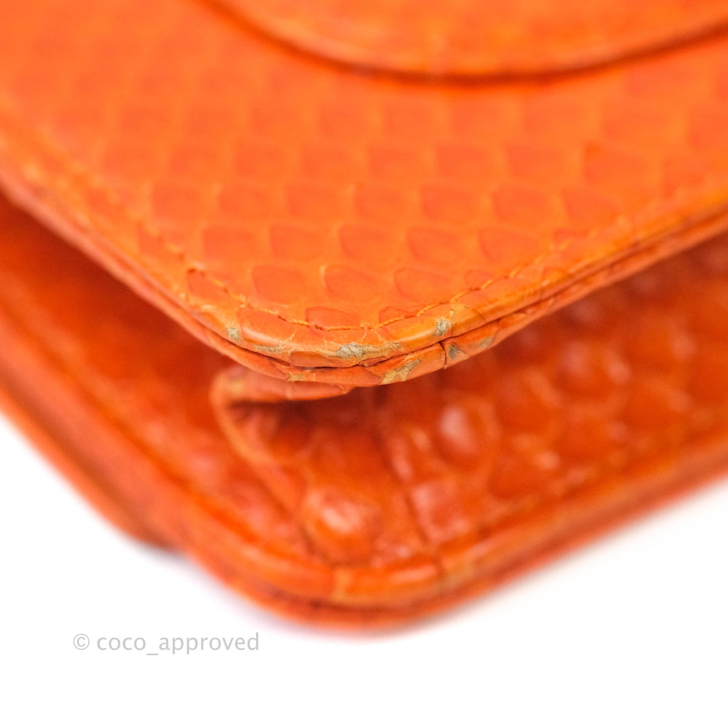 Chanel Wallet on Chain WOC Orange Python Aged Gold Hardware