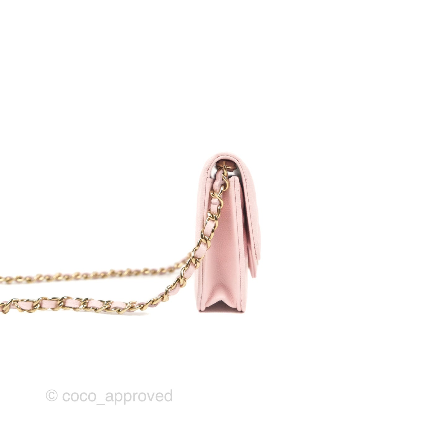 Chanel Mini Wallet With Chain Light Pink Caviar Gold Hardware