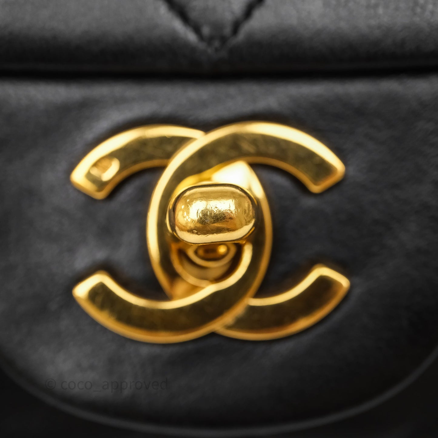 Chanel Vintage Medium Classic Flap Black Lambskin 24K Gold Hardware