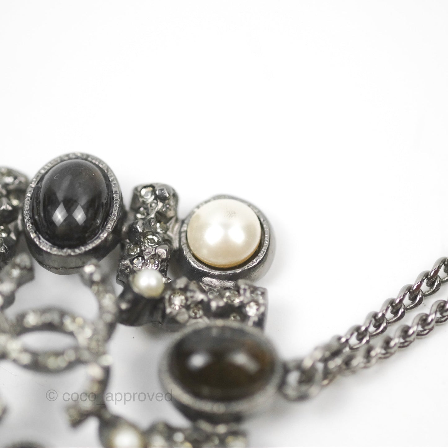 Chanel CC Square Pendant Necklace Gun Metal 14P