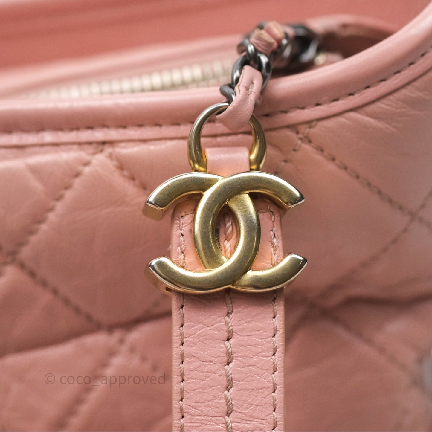 Chanel Small Gabrielle Hobo Quilted Pink Aged Calfskin