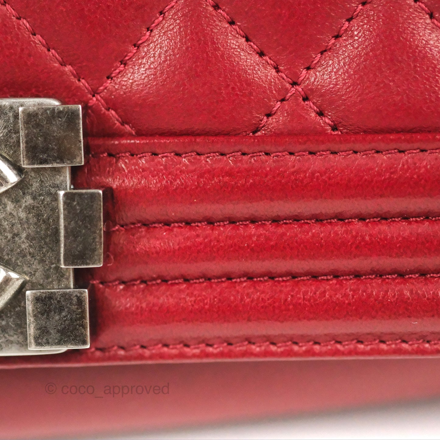 Chanel Quilted Medium Boy Dark Red Calfskin Ruthenium Hardware