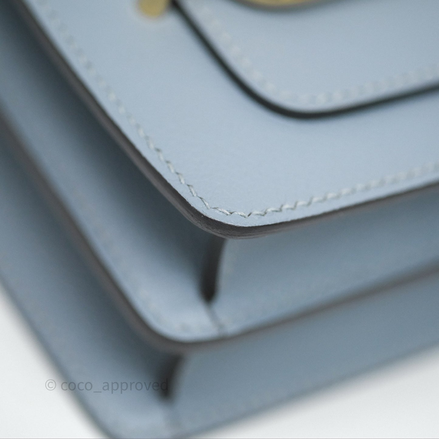 Hermès Roulis Mini 18 Bleu Lin J7 Evercolour Gold Hardware
