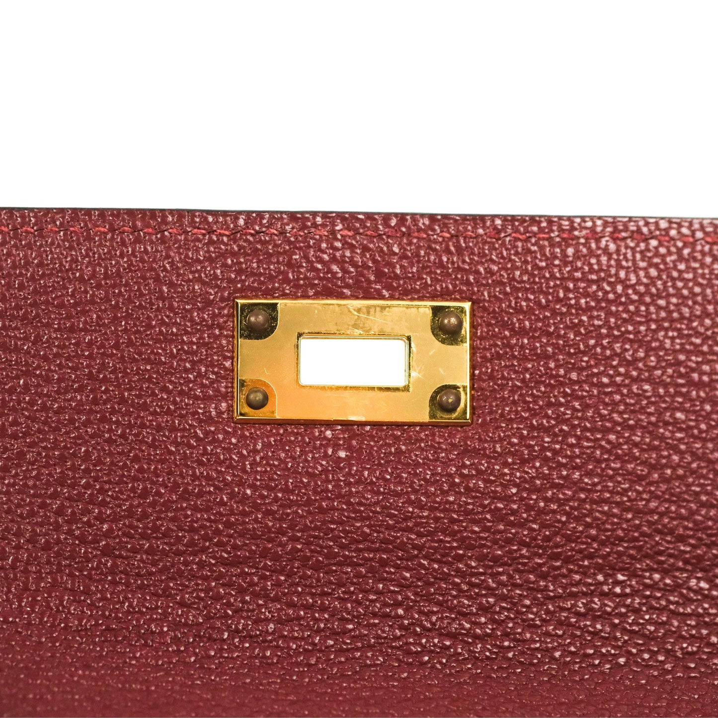 Hermès Kelly Pocket Compact Wallet Chevre Mysore Dark Red Gold Hardware