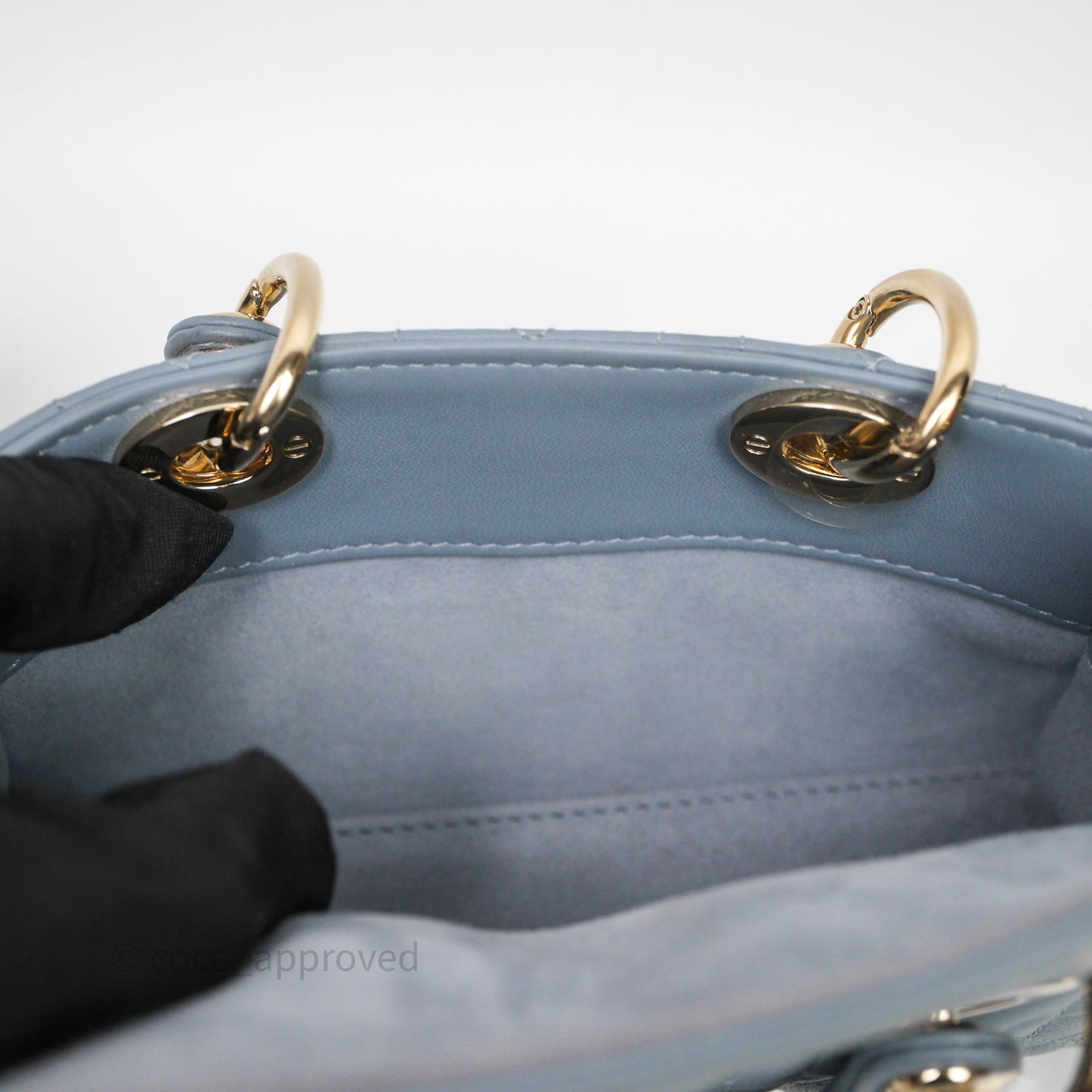 Christian Dior Micro Lady D-Joy Bag Blue Cannage Lambskin Light Gold Hardware