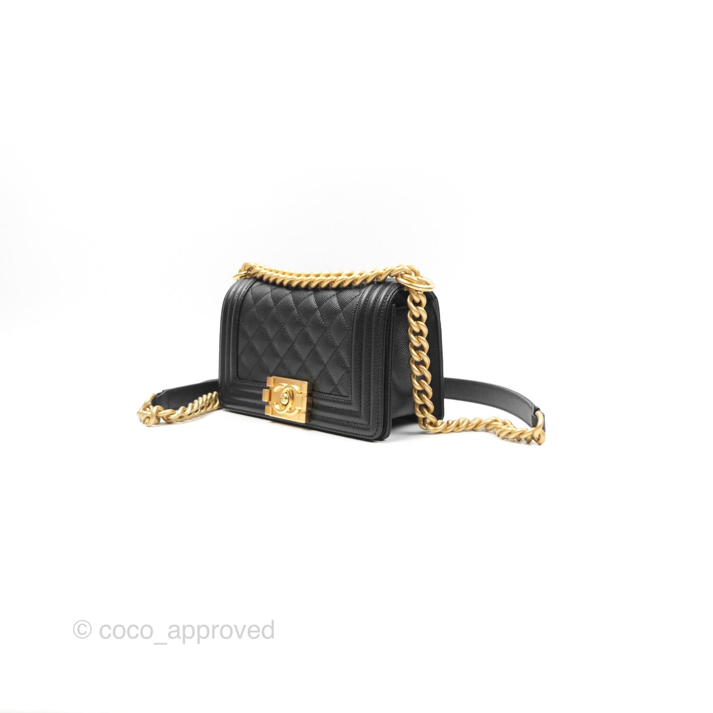 Chanel Small Boy Black Caviar Gold Hardware