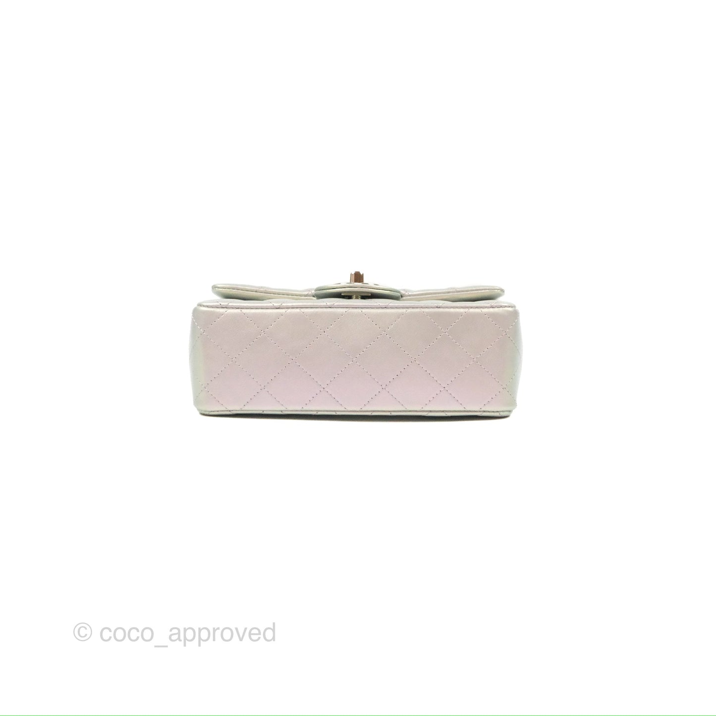 Chanel Quilted Mini Rectangular Iridescent Lilac Calfskin Silver Hardware