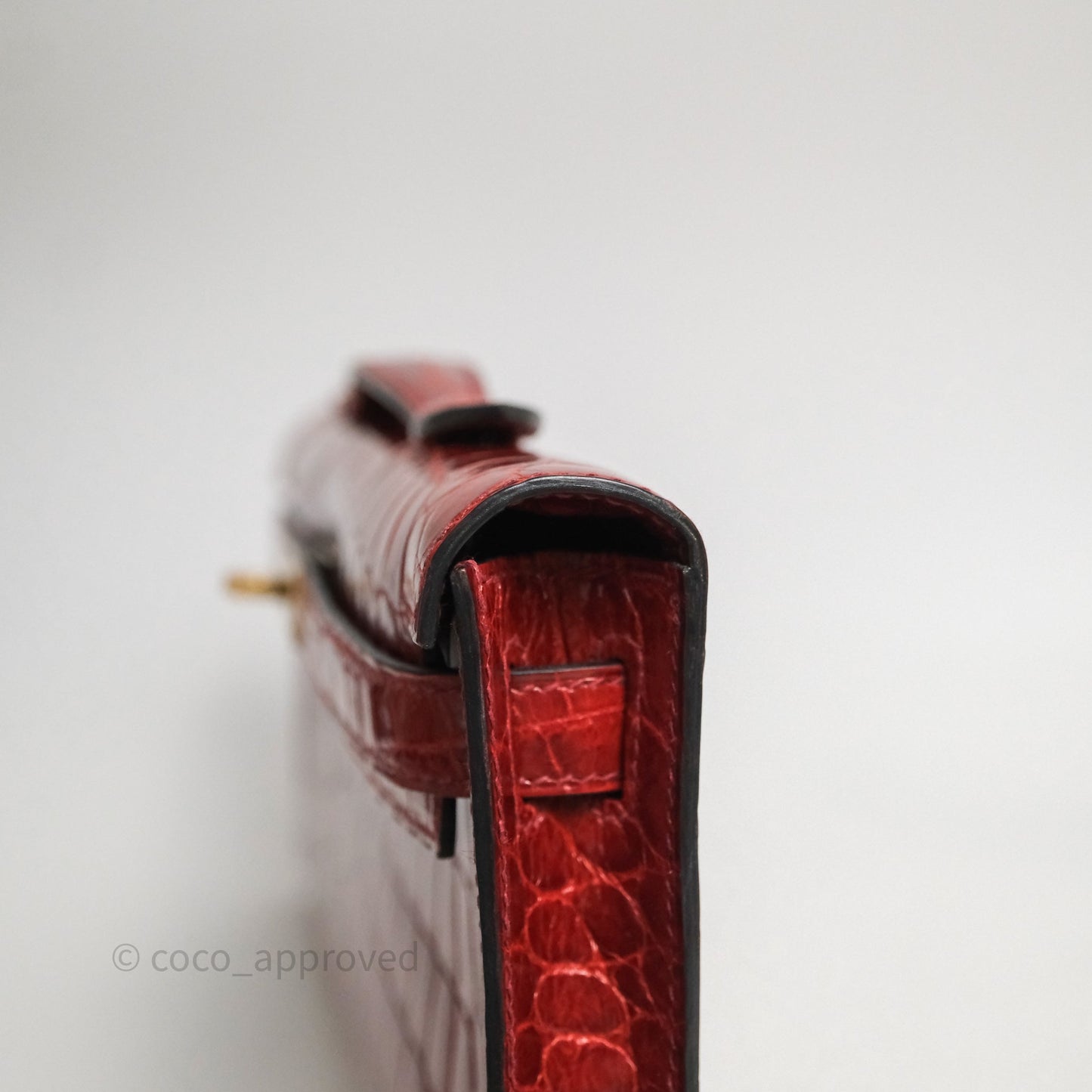 Hermes Kelly Cut Rouge H Shiny Niloticus Crocodile Gold Hardware