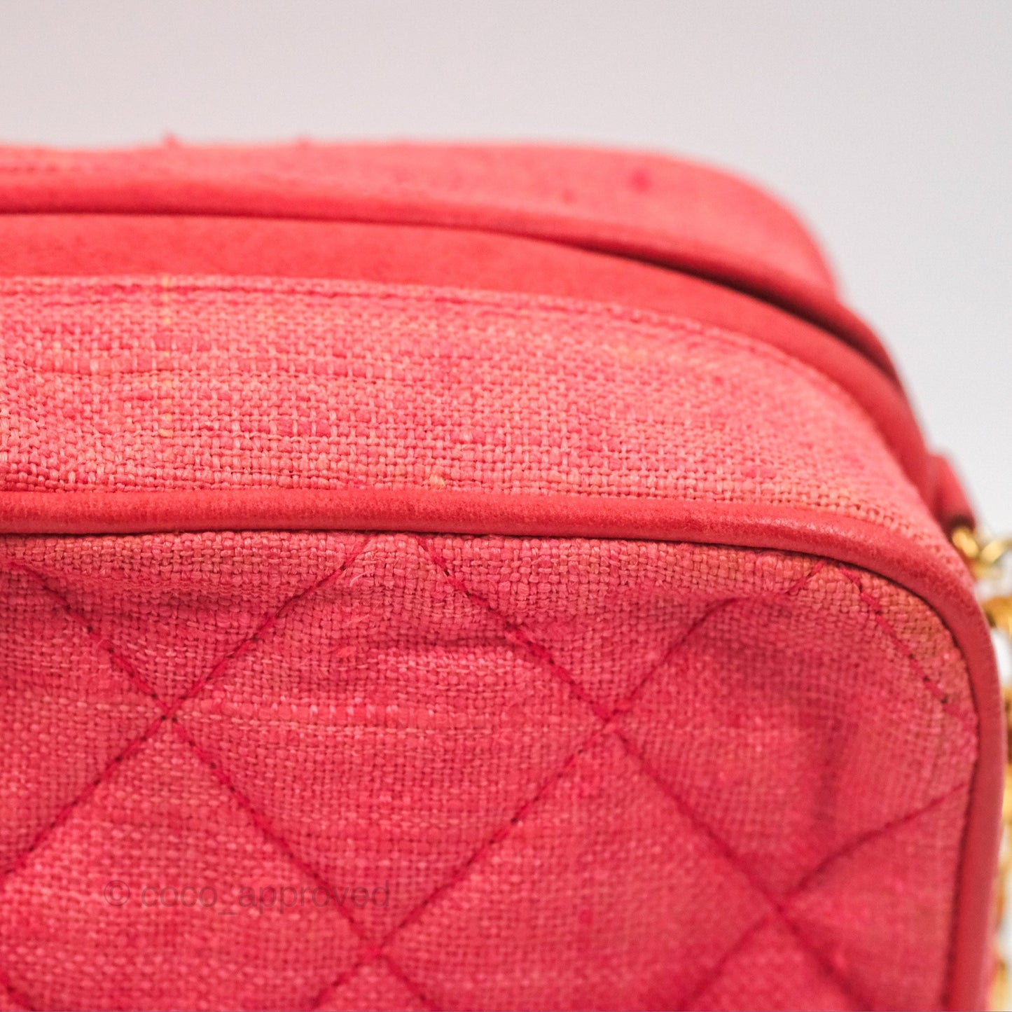 Chanel Vintage Small Tassel Camera Bag Dark Pink Canvas Gold Hardware