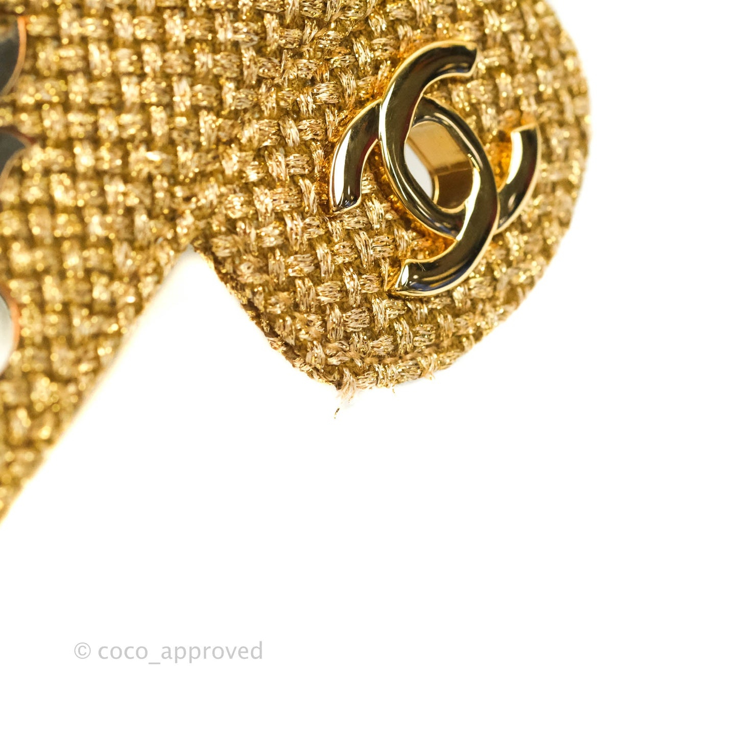 Chanel Classic M/L Medium Double Flap Gold Tweed Mirror Embellished Gold Hardware