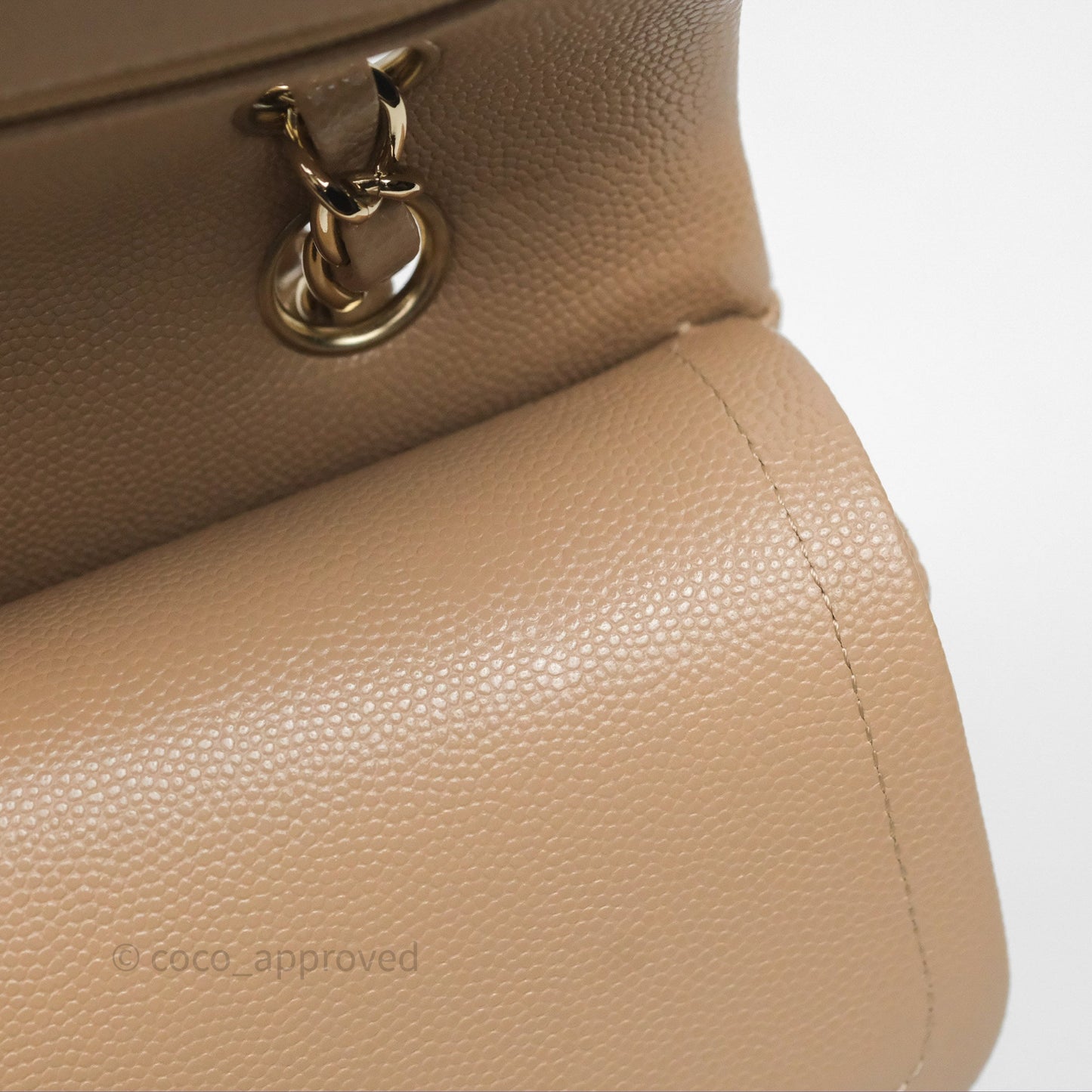 Chanel Classic M/L Medium Double Flap Dark Beige Caviar Gold Hardware 19B
