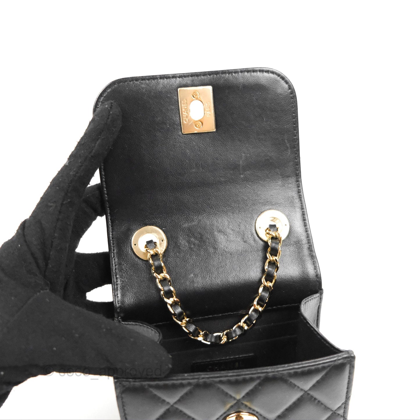 Chanel Mini Quilted Trendy CC Clutch With Chain Black Lambskin Gold Hardware