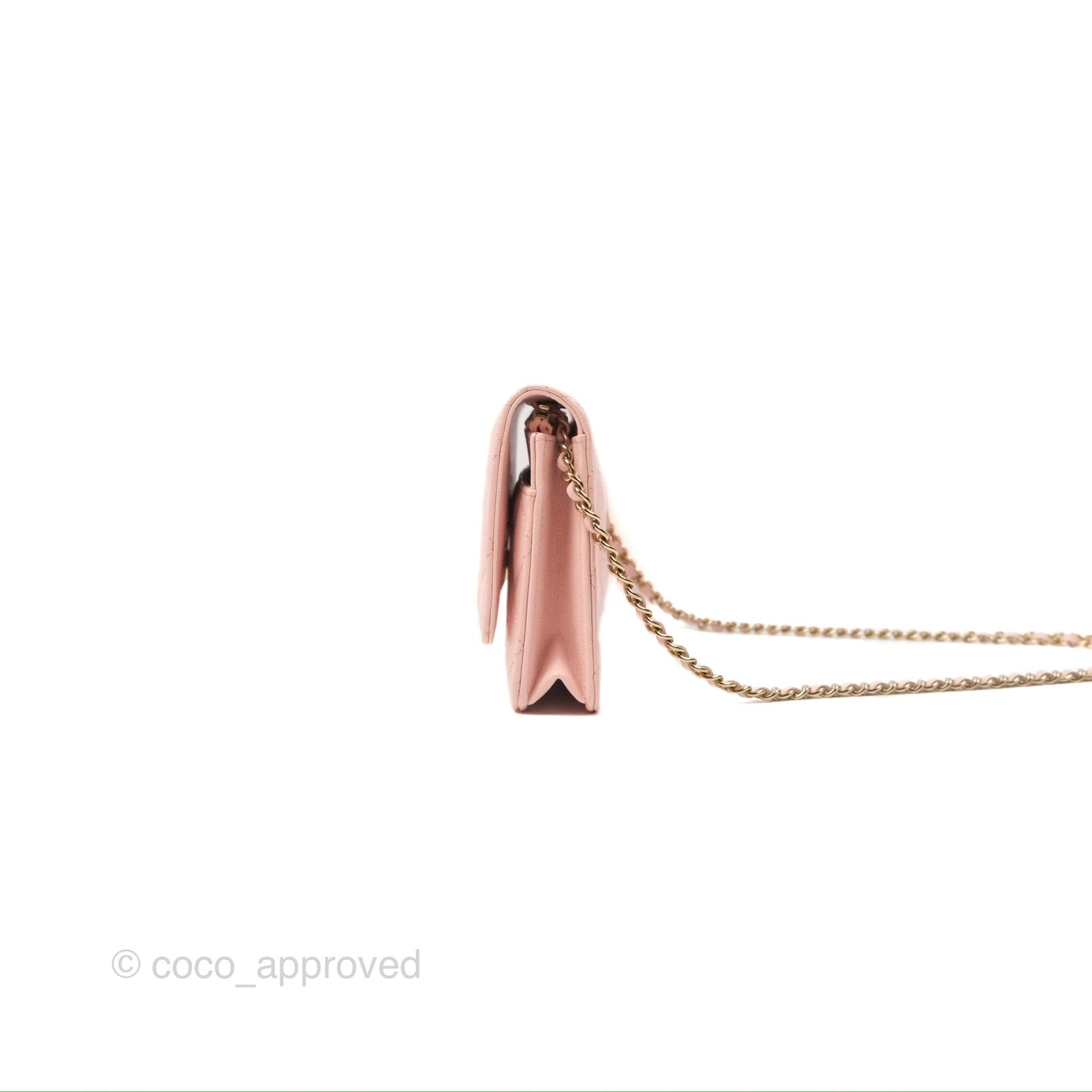 Chanel Quilted Classic Wallet on Chain WOC Light Pink Caviar Gold Hardware