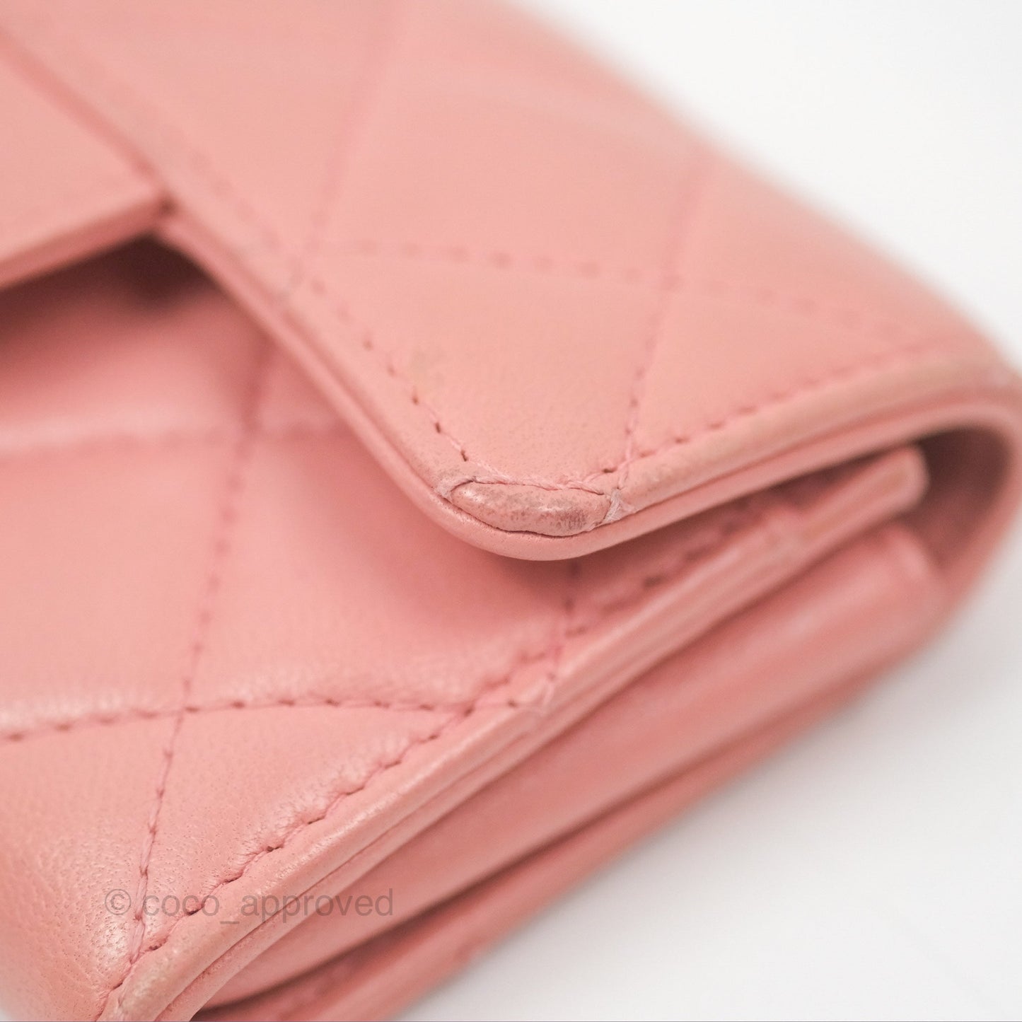 Chanel Quilted Flap Card Holder Pink Lambskin Gold Hardware