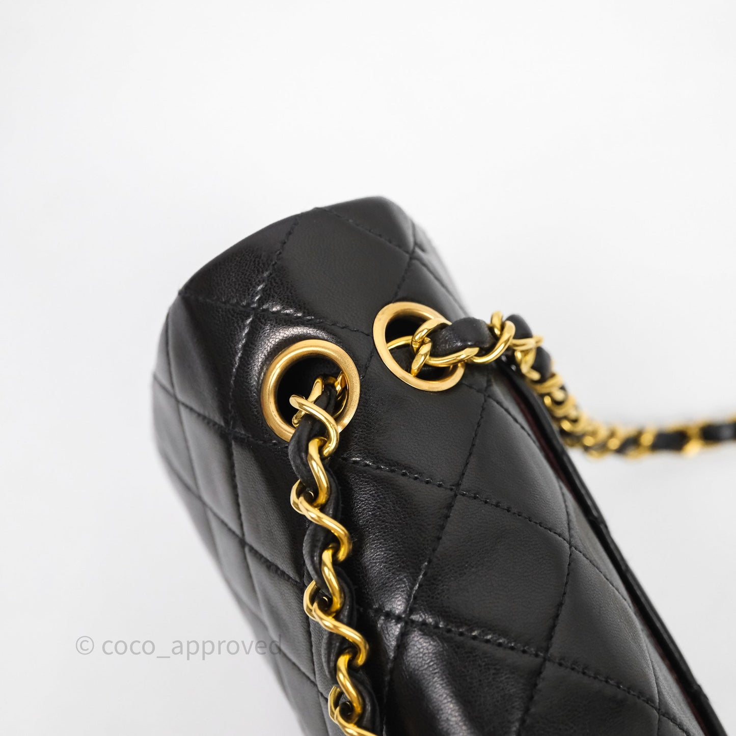 Chanel Vintage Classic Small Flap Bag Black Lambskin 24K Gold Hardware