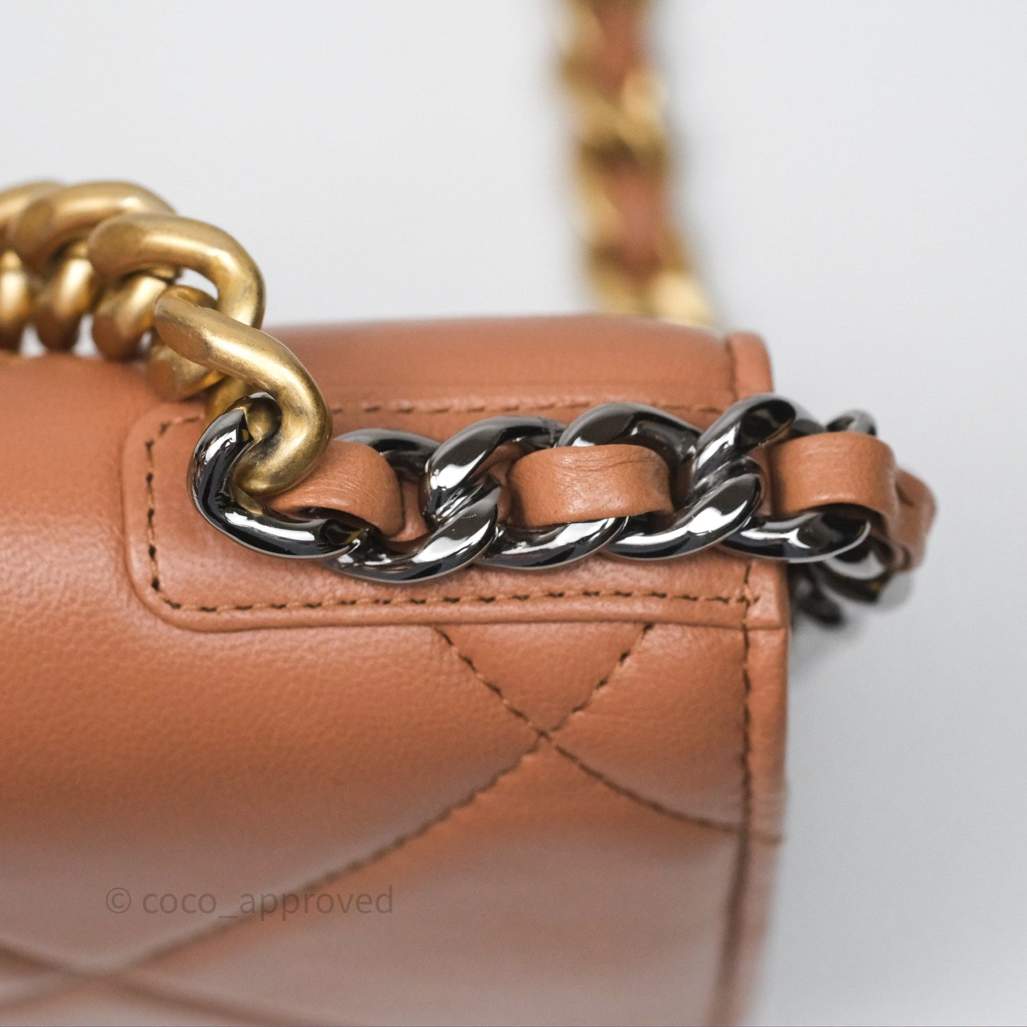Chanel 19 Wallet on Chain WOC Dark Beige Caramel Lambskin Mixed Hardware