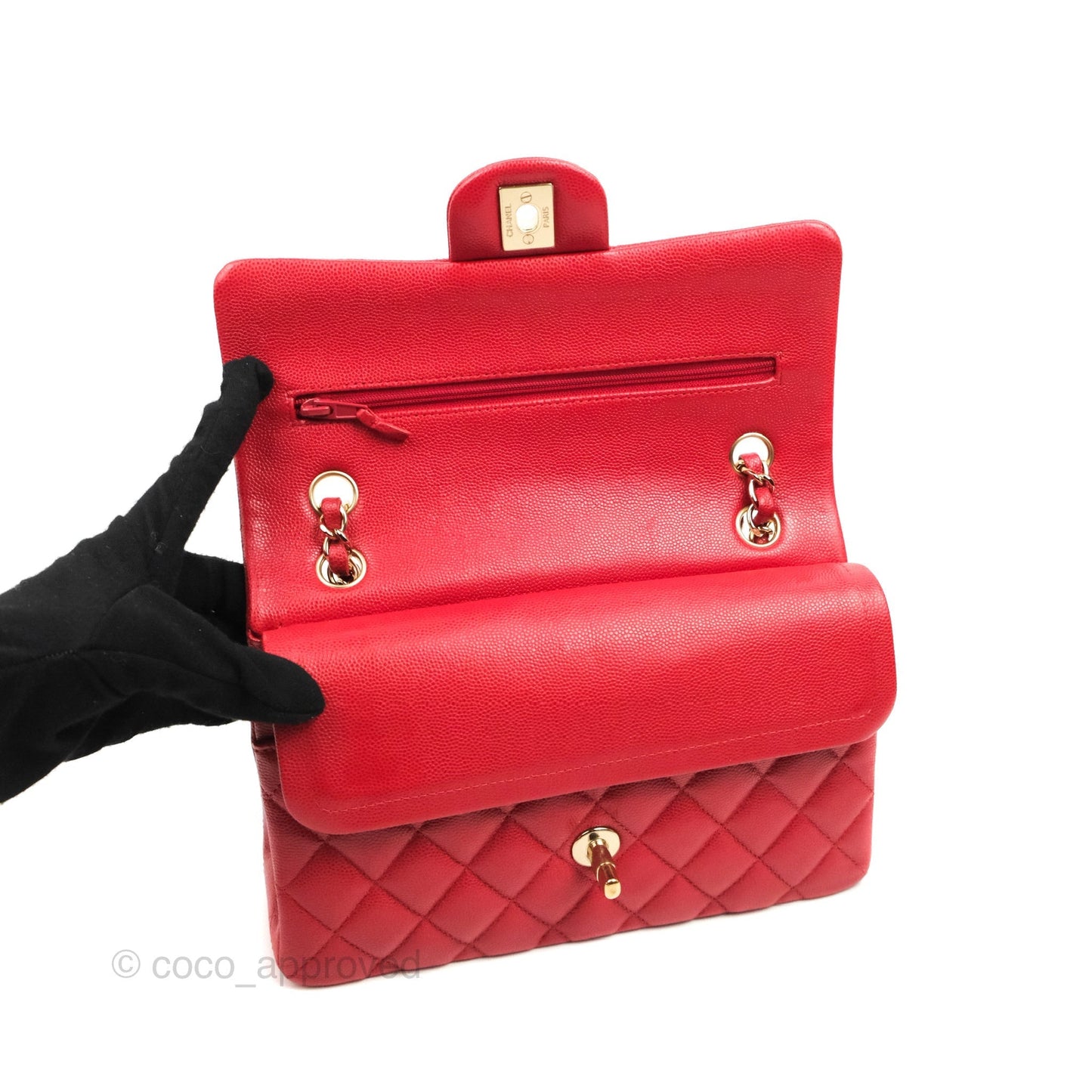 Chanel Classic Small S/M Flap Red Caviar Gold Hardware