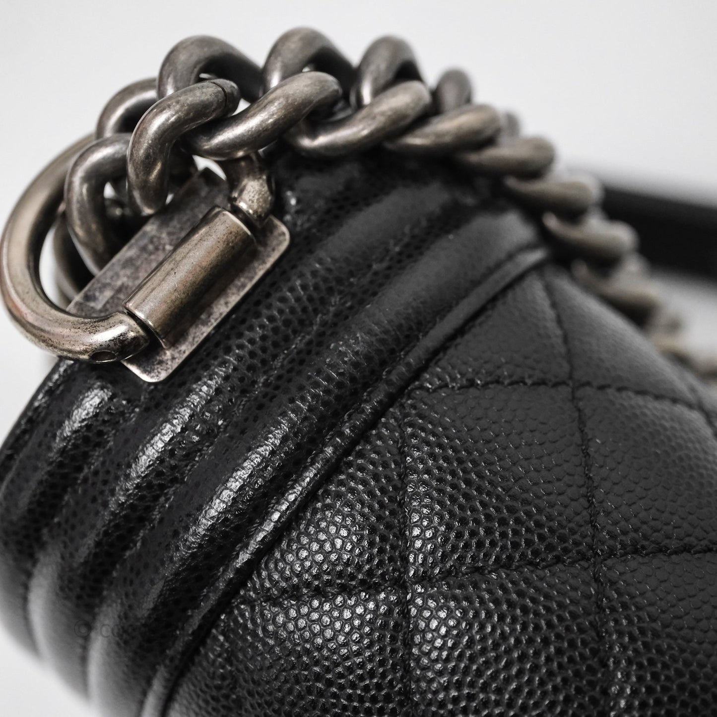 Chanel Medium Boy Quilted Black Caviar Ruthenium Hardware