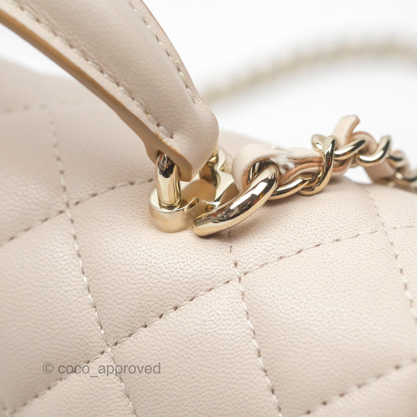Chanel Top Handle Mini Rectangular Flap Bag Ecru/Beige Lambskin Gold Hardware 23P