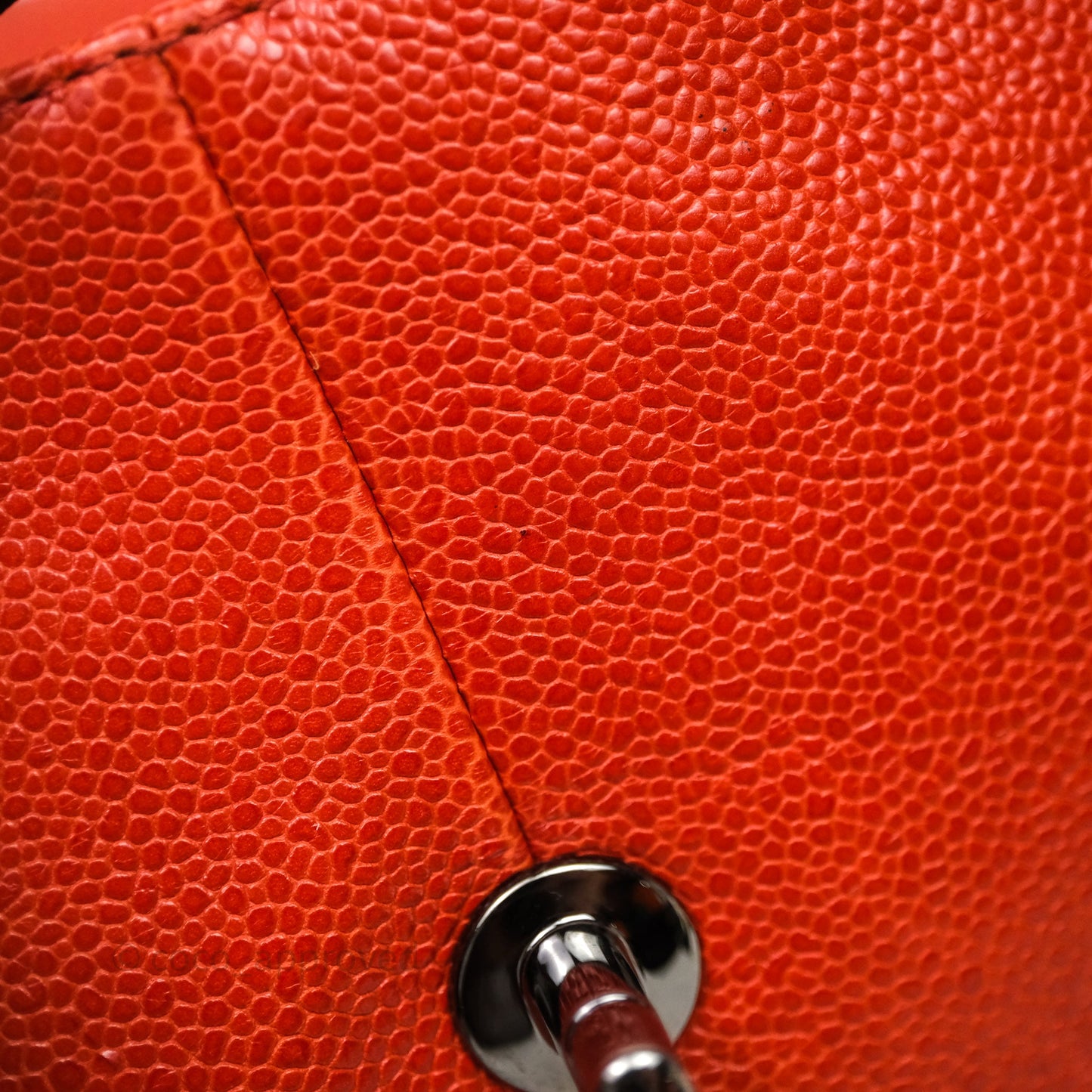 Chanel Flap Bag Caviar Orange Silver Hardware