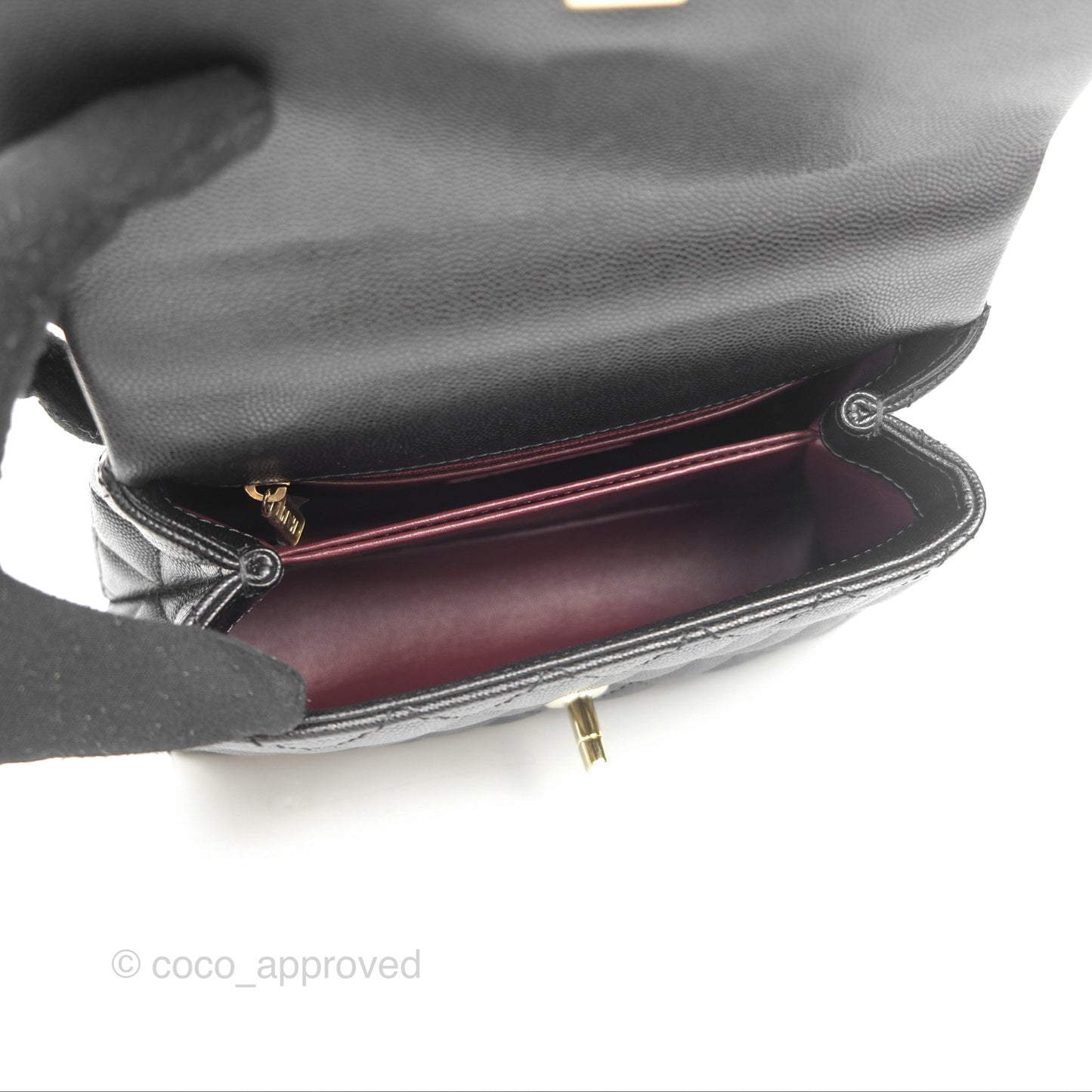 Chanel Small Quilted Coco Handle Black Caviar Gold Hardware