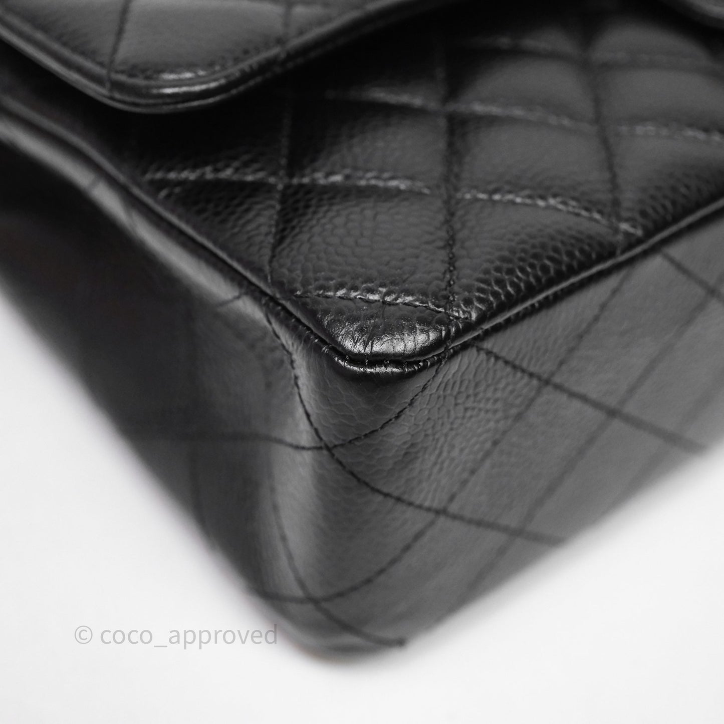 Chanel Quilted Classic M/L Medium Flap Black Caviar Gold Hardware