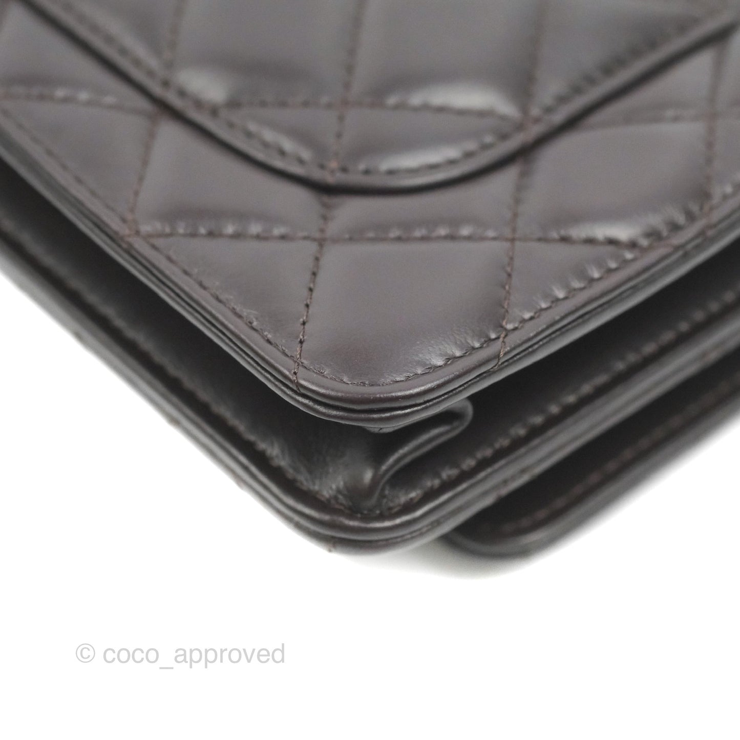 Chanel Quilted Wallet on Chain WOC Adjustable Chain Brown Lambskin Aged Gold Hardware 22K